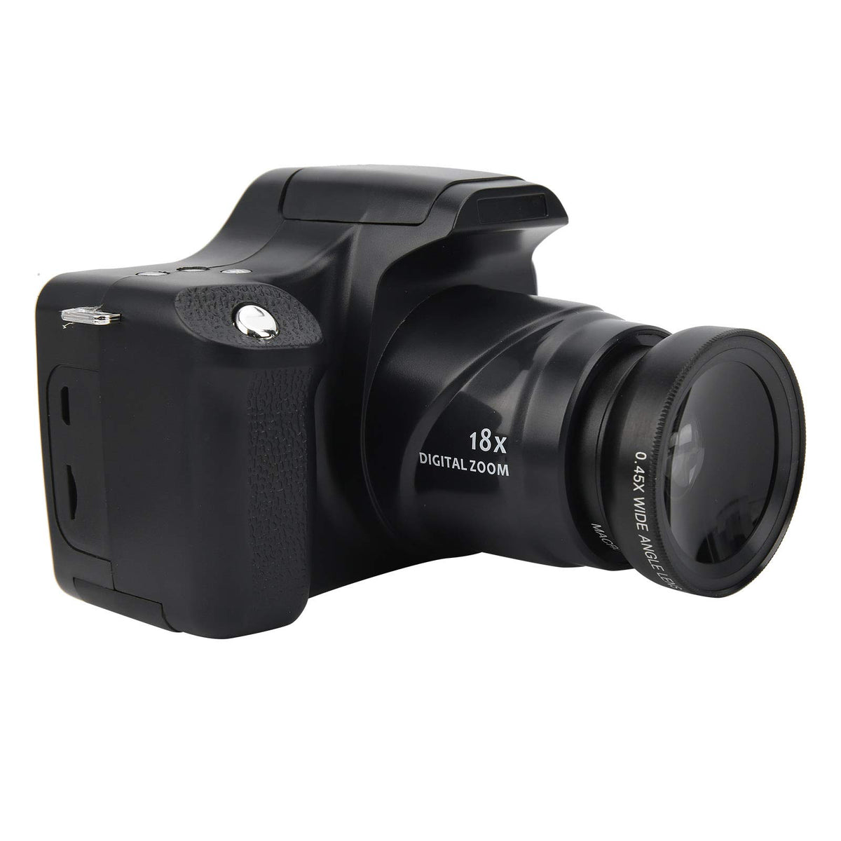 Cámara Réflex Digital Cámara para Fotografía Pvc Negro 3.0 en Pantalla Lcd Zoom 18X Cámara Réflex HD Cámara Digital Portátil de Longitud Focal Larga (lente Gran Angular estándar) (Edición estándar + lente gran angular)