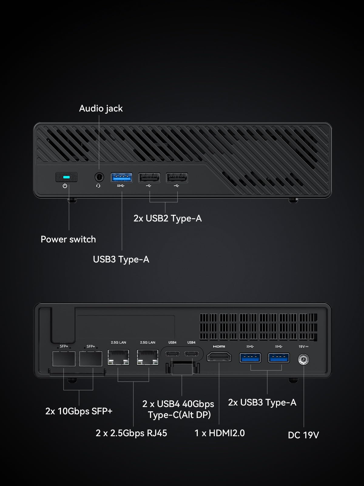 MINISFORUM MS-01 Mini estación de trabajo Intel Core i9-13900H (vPro Enterprise Support) 32GB DDR5 1TB SSD Mini PC, 2x 10Gbps SFP+/2x 2.5G RJ45/2x USB4/HDMI/1x ranura PCIe4.0x16/compatible con 3x M.2