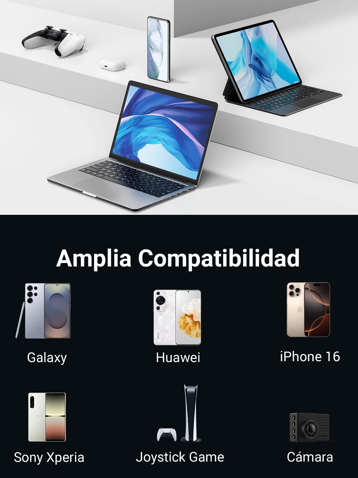 UGREEN Cable USB Tipo C 90 Grados, Codo Nylon Trenzado Carga Rápida Compatible con iPhone 16 15 Pro Max Plus, Galaxy S25 S24 S23 Note 20, Xiaomi, Huawei P10, LG, 2M