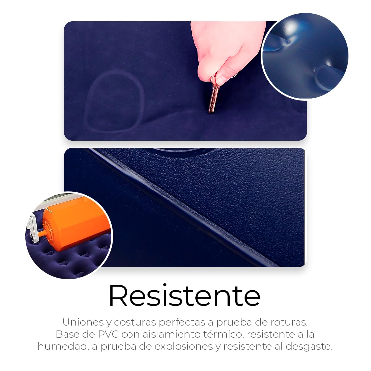 Raganet, Colchón Inflable Individual, Cama de Aire Cómoda, Resistente y Plegable, Colchón de Campismo con Cubierta Afelpada Suave, Medidas: 195cm X 75cm X 22cm