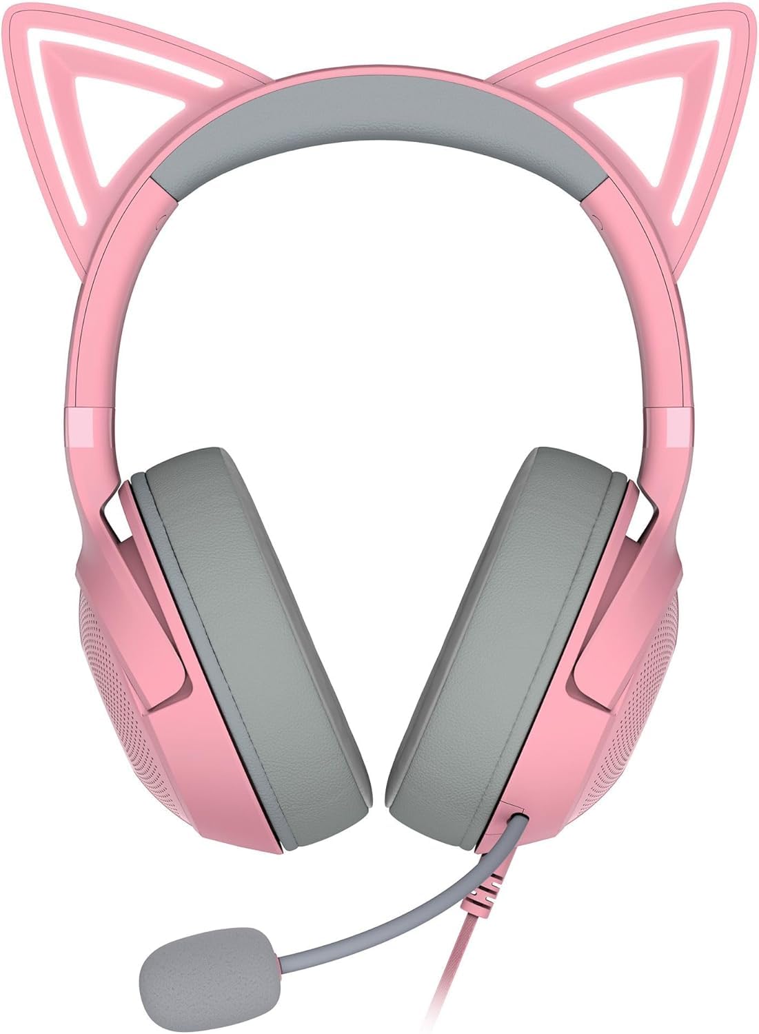 Razer Kraken Kitty V2 -Audifonos diadema alámbricos RGB Chroma iluminación reactiva - Micrófono cardioide HyperClear - Controladores 40 mm - Sonido envolvente 7.1 ,Rosa Cuarzo (Reacondicionado)
