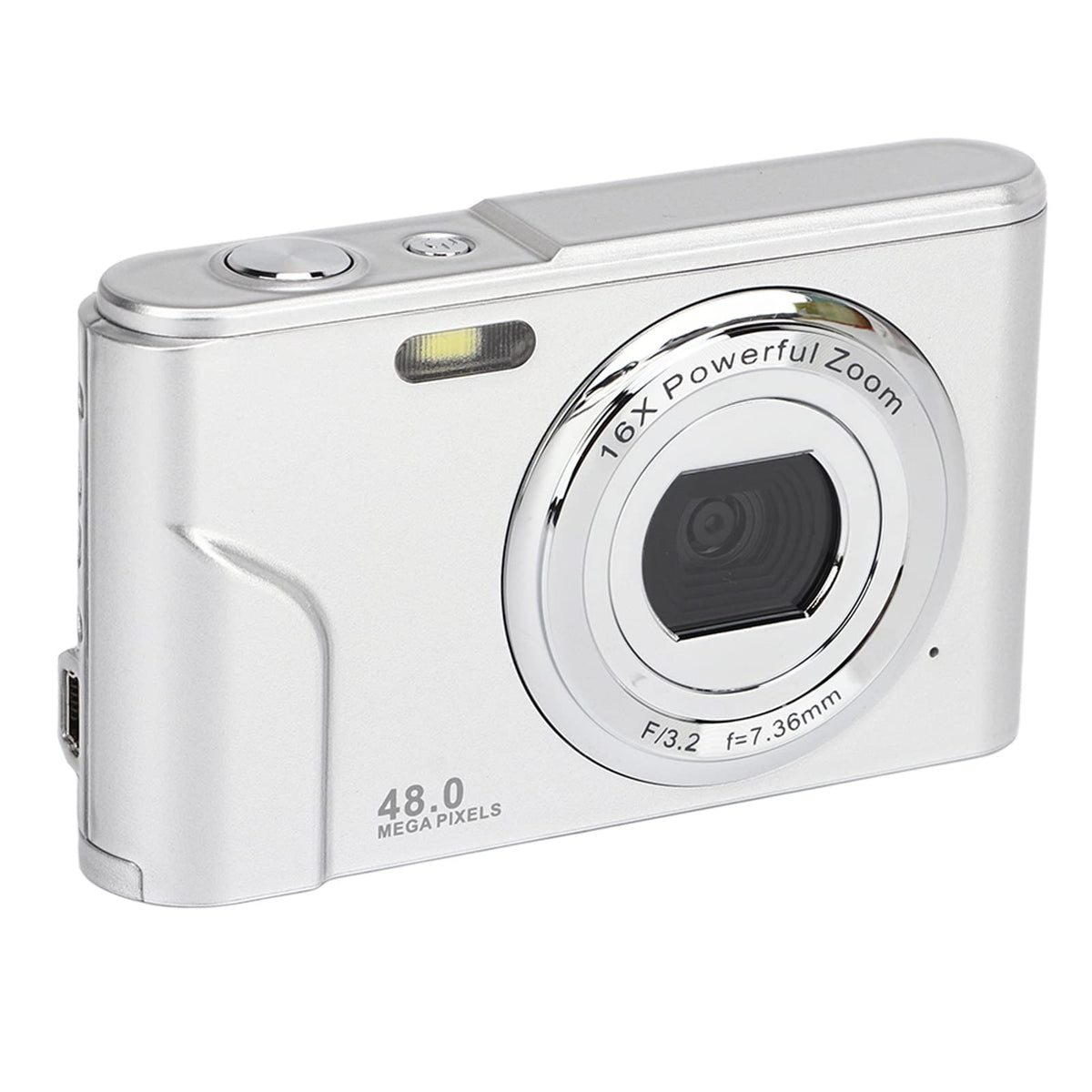 Cámara Digital, HD 1080P 48MP Vlogging Cámara para Niños Videocámara con Pantalla IPS de 2,4 Pulgadas, Zoom 16X Autofocus Compacto Mini Cámara de Bolsillo Regalos para Estudiantes (plata espacial)