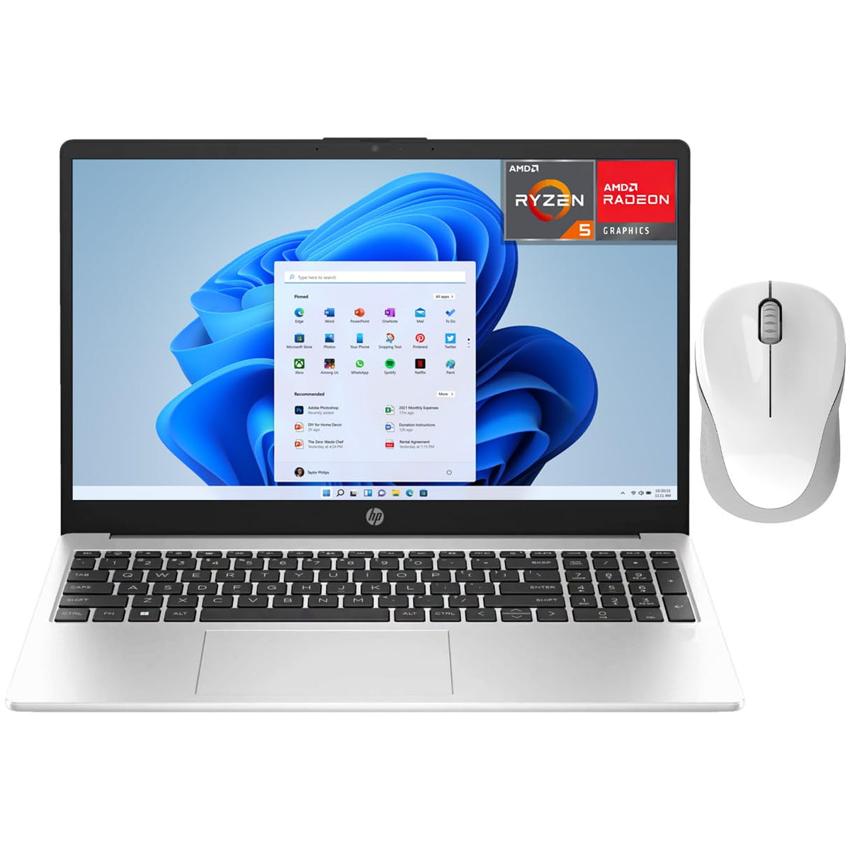 HP Laptop 255 G10 AMD Ryzen 5 7530U 24GB 512GB SSD 15.6" W11 Teclado Español Mouse DXT Productividad y Trabajo Profesional