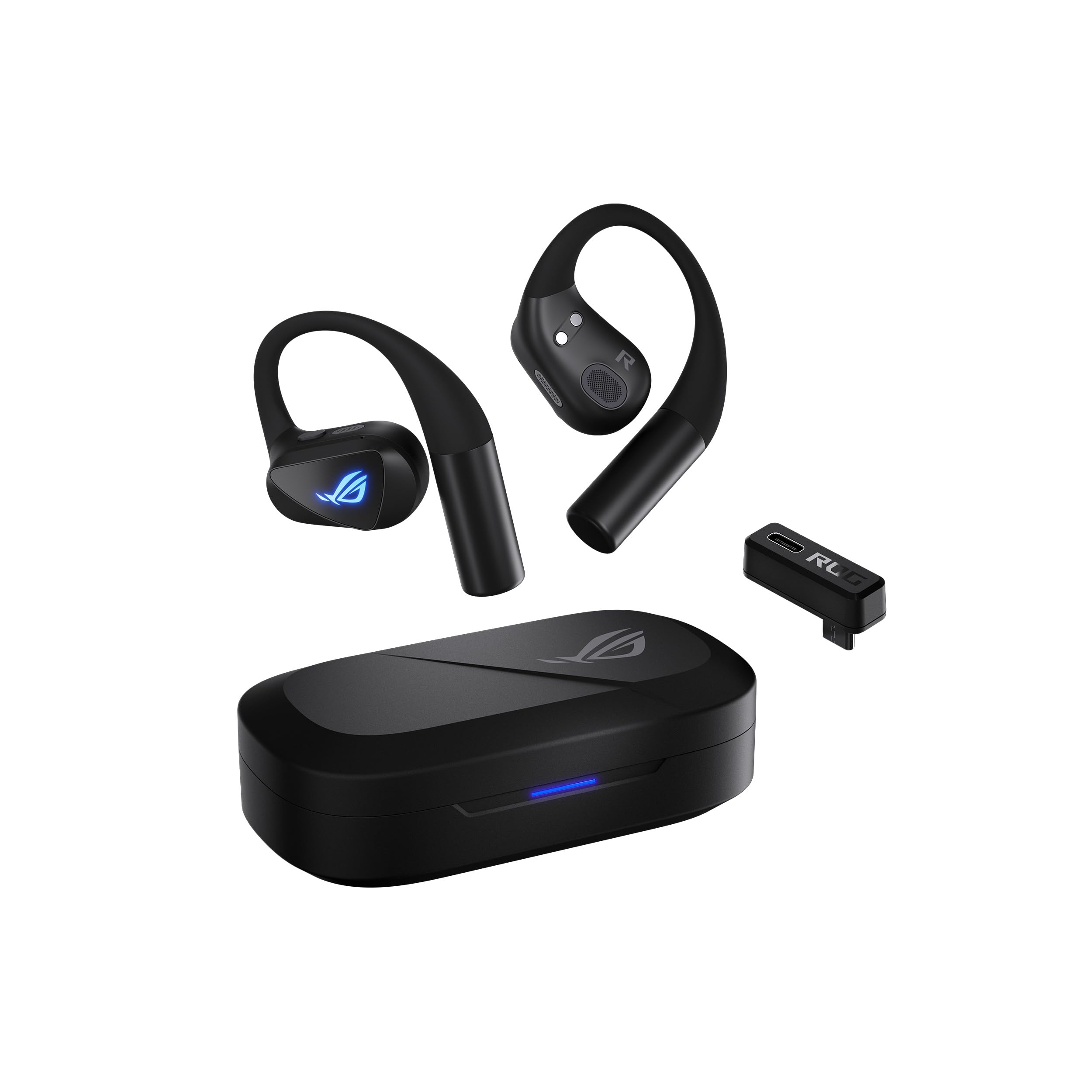 ASUS ROG Cetra - Auriculares Abiertos inalámbricos Abiertos – Modo Dual (BT/2,4 GHz), micrófono con cancelación de Ruido de IA cuádruple, Baja latencia, Tiempo de reproducción de 16 Horas, IPX5