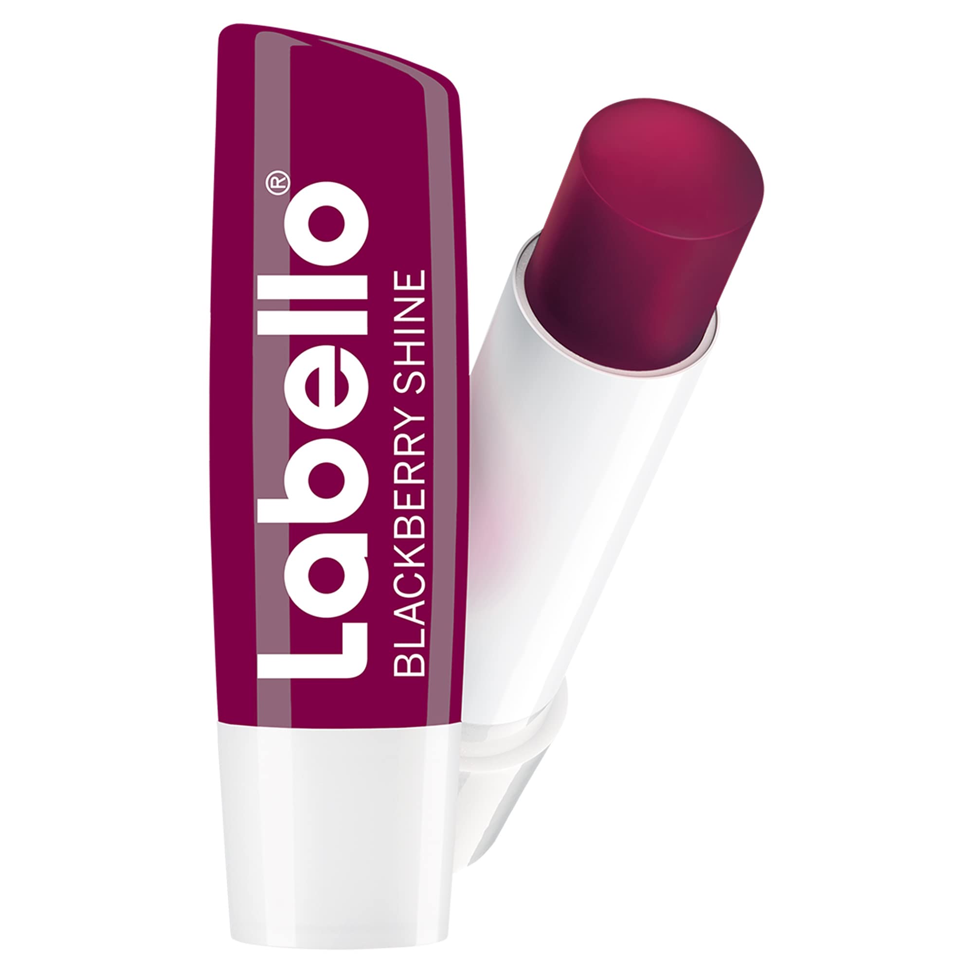 LABELLO Bálsamo labial con color Mora (4.8g) protector labial con Vitamina E libre de aceites minerales 24 horas de humectación