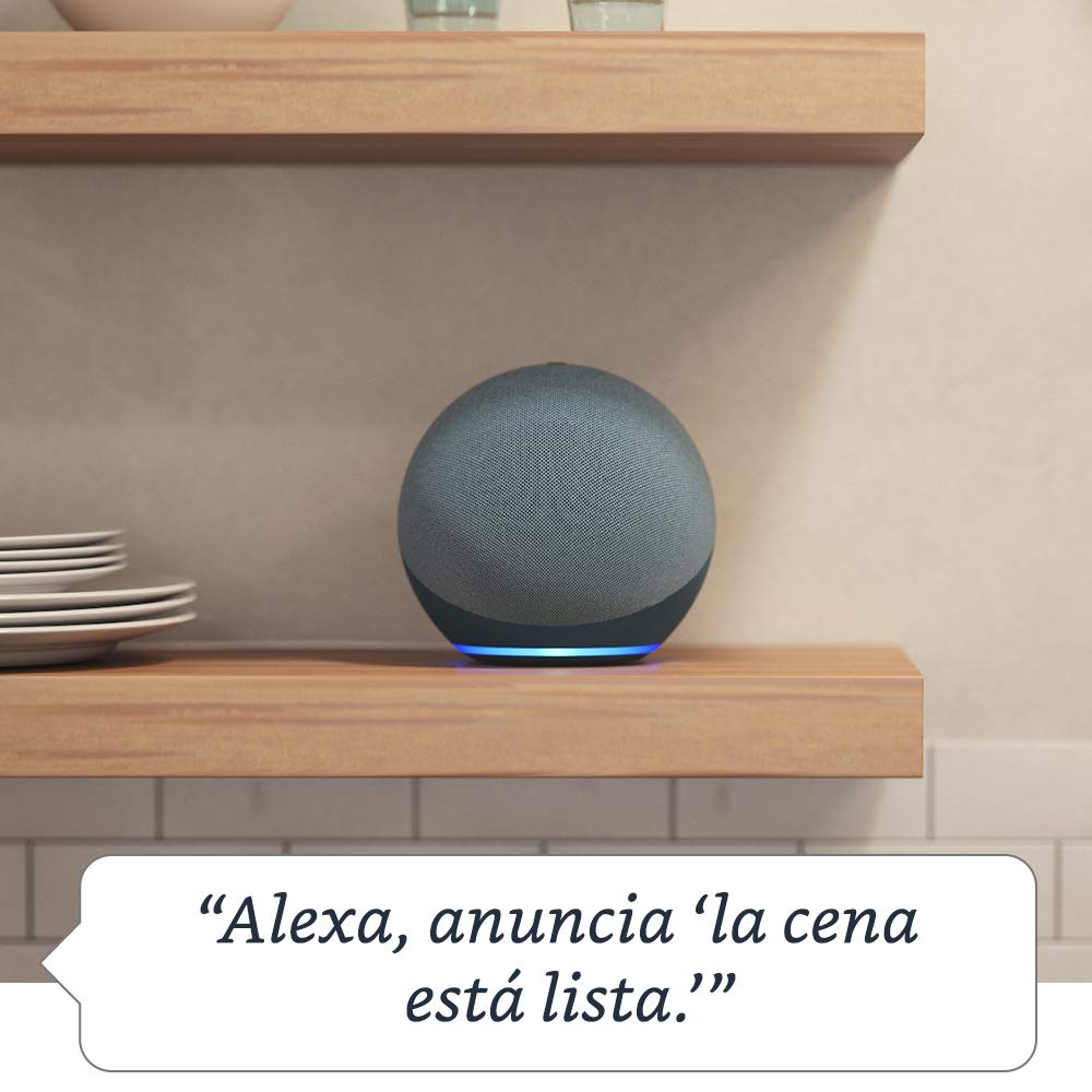 Amazon Echo (modelo más reciente): bocina Alexa con sonido premium, ideal para recámaras grandes, salas y cocinas (negro)