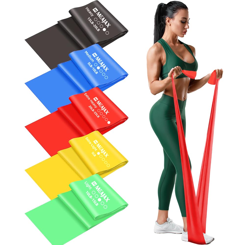 Meajax Bandas de Resistencia 5PCS, Ligas de Resistencia para Ejercicio, Banda Elástica Resistencia para Yoga, Pilates, Bandas Elásticas para Ejercicio, Entrenamiento en Hogar Gimnasio o Exteriores