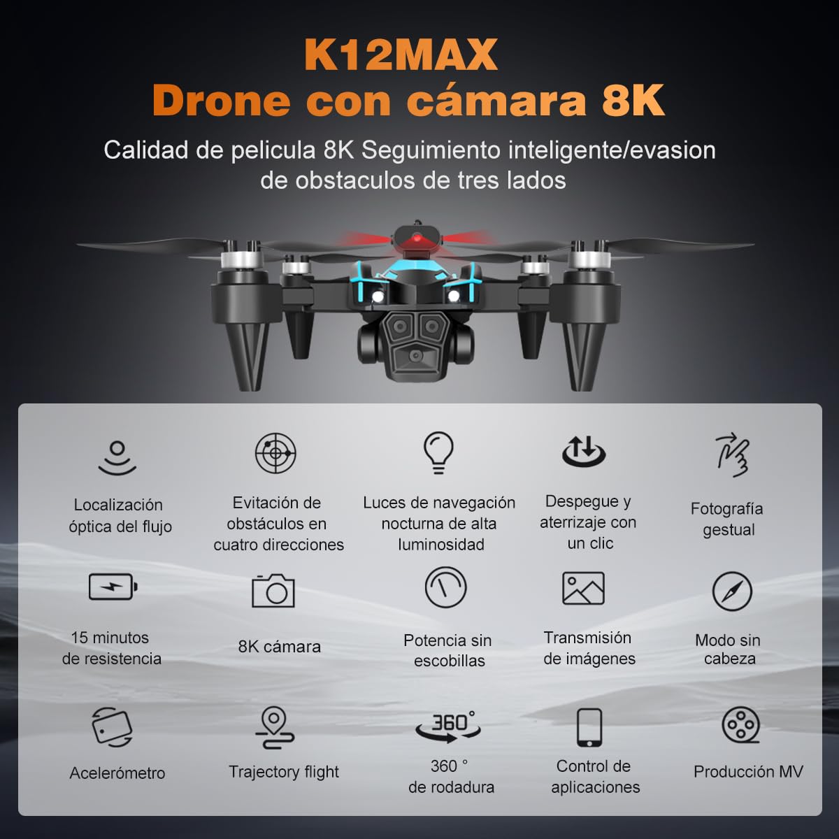 JCMO Mini Drones con cámara 8K,Dron con motor sin escobillas con 3 baterías, Mini Dron Juguetes Regalo para Principiantes Adolescentes.