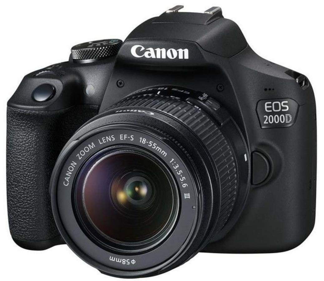 Canon EOS 2000D (Rebel T7) Cámara réflex digital con kit de lentes de 18-55mm DC III (Modelo internacional) Accesorio profesional negro
