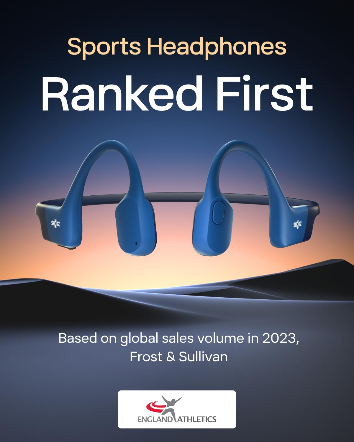 SHOKZ OpenRun Auriculares conducción ósea, audífinos Deportivos inalámbricos de oído Abierto con Bluetooth y micrófono, Open-Ear, Resistentes al Agua IP67 para Correr, USB-C, Azul