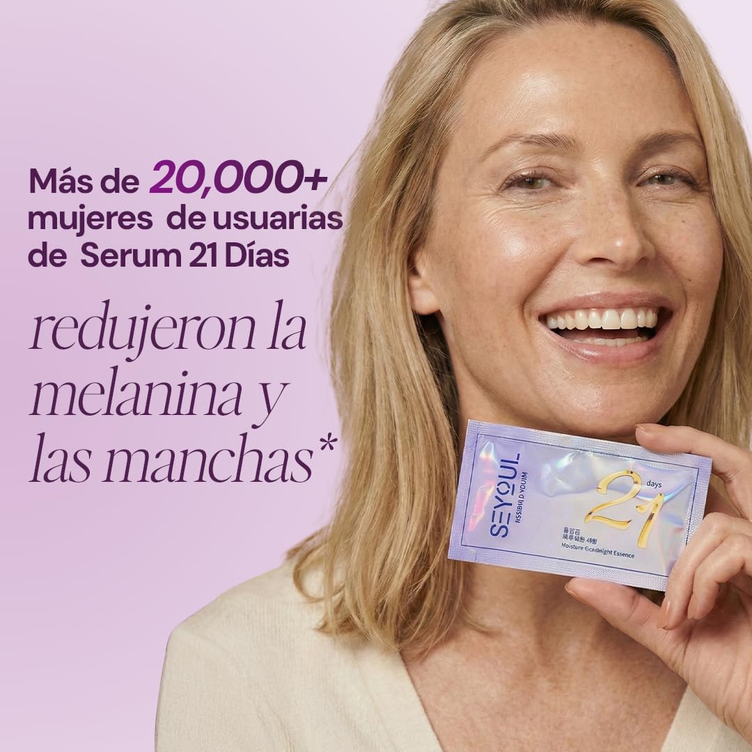 SEYOUL Suero Facial 21 Días con Ácido Hialurónico + Ácido Tranexámico + Niacinamida, Hidratación Profunda y Manchas Menos Visibles, 21 sobres