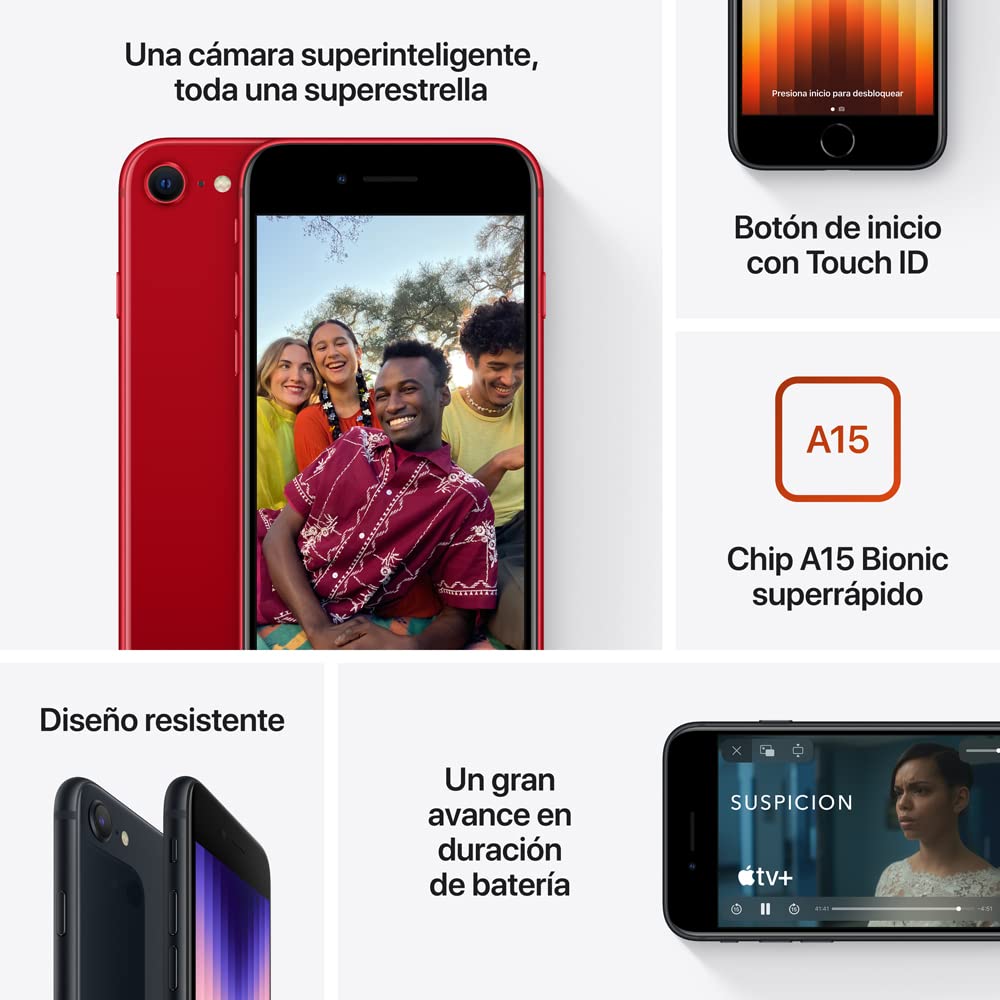 Apple iPhone SE 3ra Gen, 64GB, Medianoche (Reacondicionado)