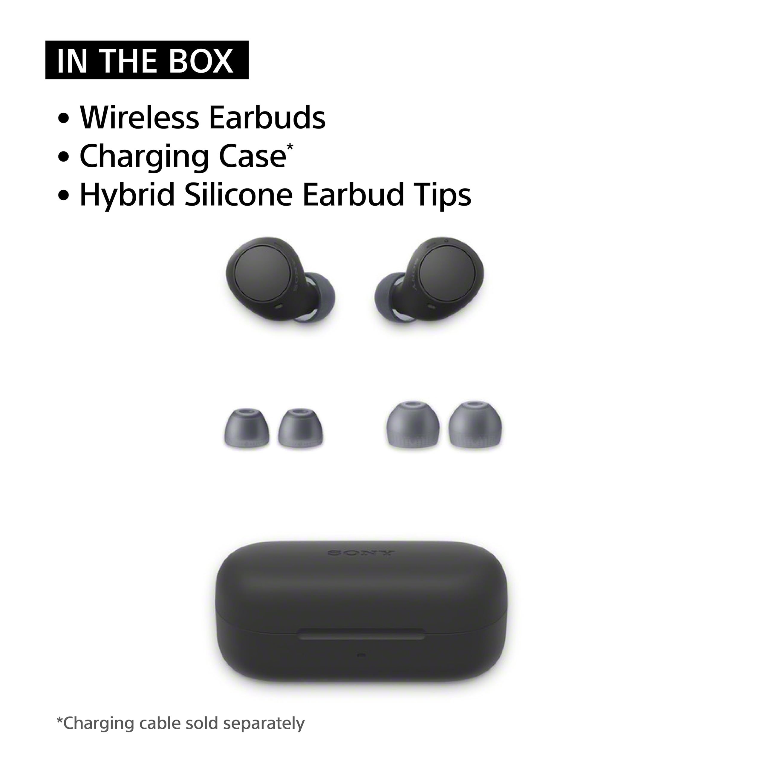 Sony WF-C510 Auriculares Bluetooth intrauditivos, hasta 22 Horas de batería, conexión multipunto, micrófono y Resistencia al Agua, Color Negro