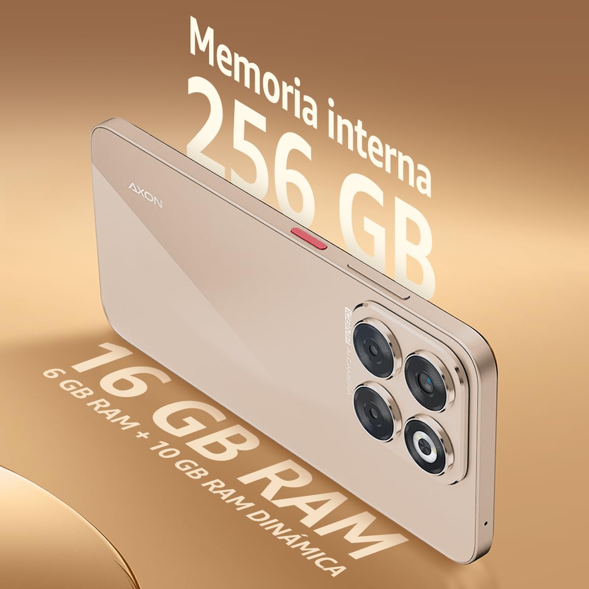 Celular ZTE Axon 70, 6.7” 120Hz, Cámara 108MP y 256GB+16GB RAM (6GB + 10GB dimámica), Batería 5000mAh, Dorado