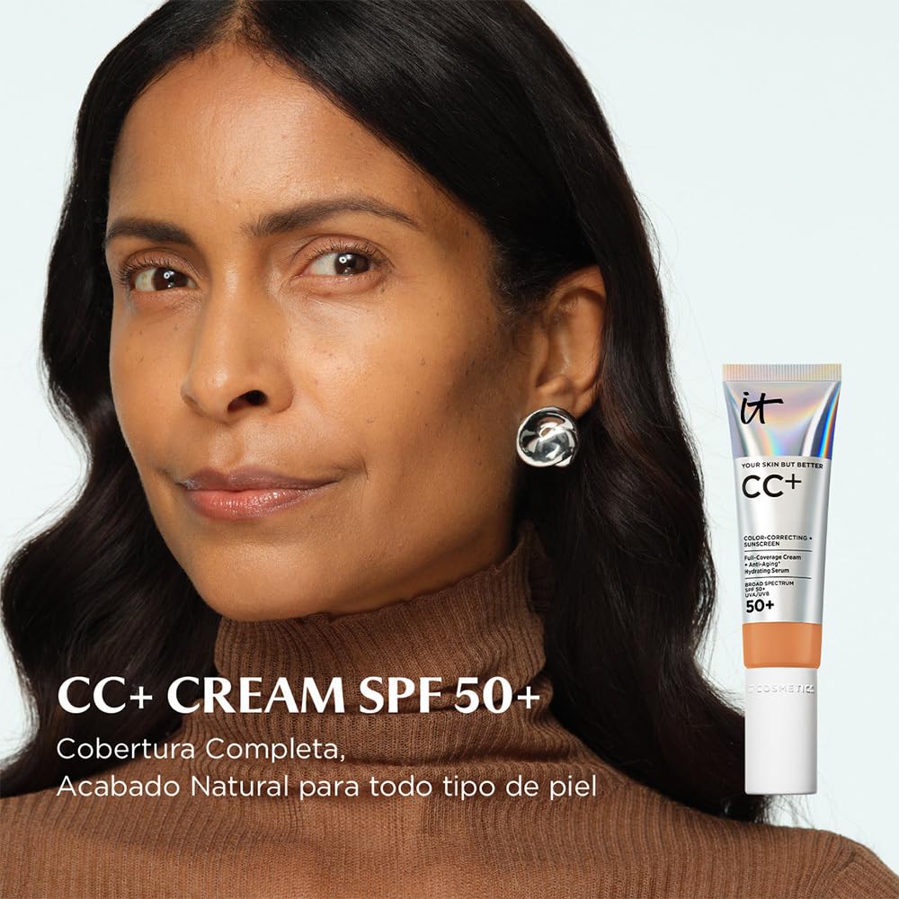 It Cosmetics CC+ Cream FPS 50 Light Medium, base de maquillaje con FPS 50, 32 ml