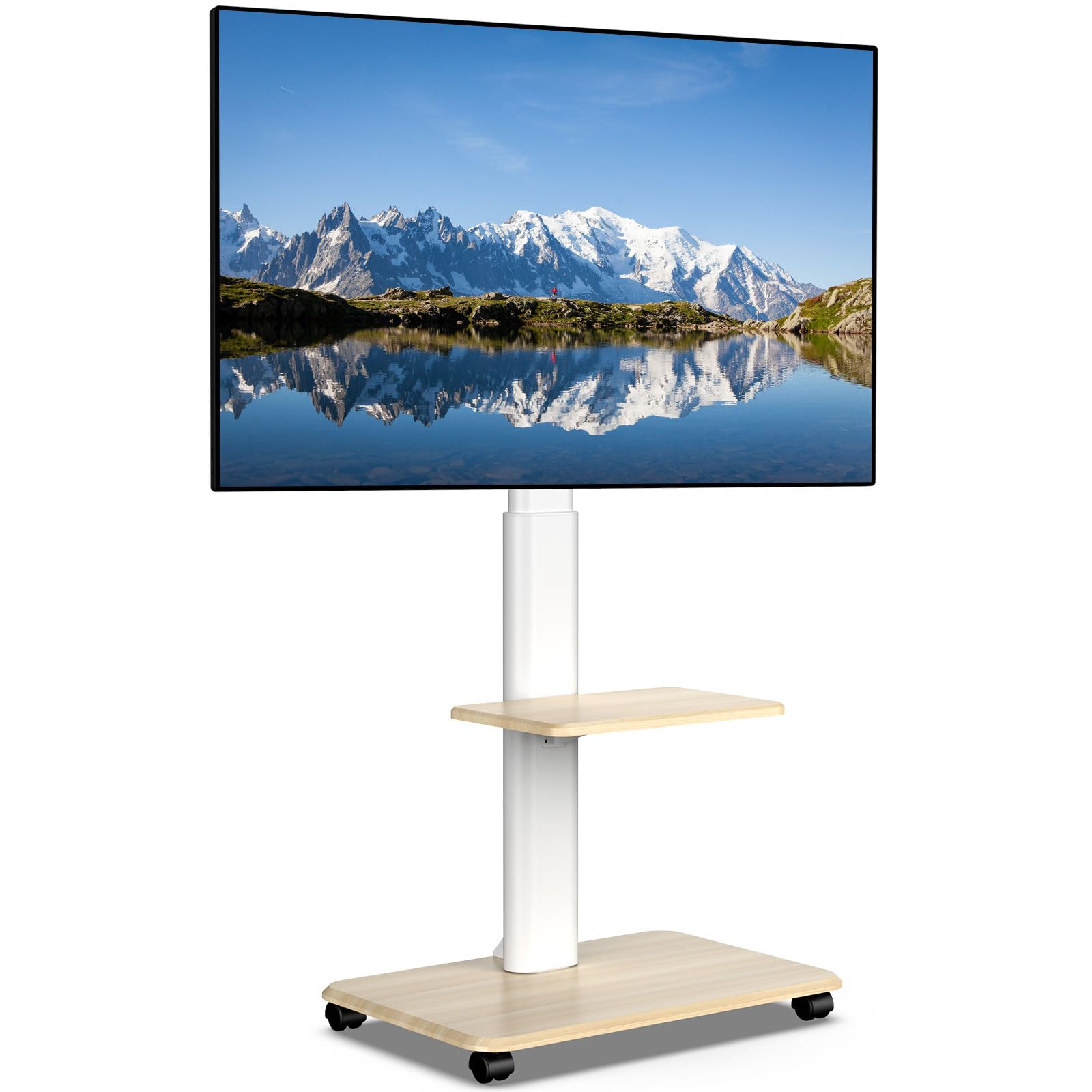 JXMTSPW Soporte para TV con Ruedas Móvil para 32~70 Pulgadas,Soporta hasta 40 KG, MAX VESA 600x400mm,Base para Pantalla Movil Ajustable en Altura Suelo con Bandeja,Carro TV Portátil