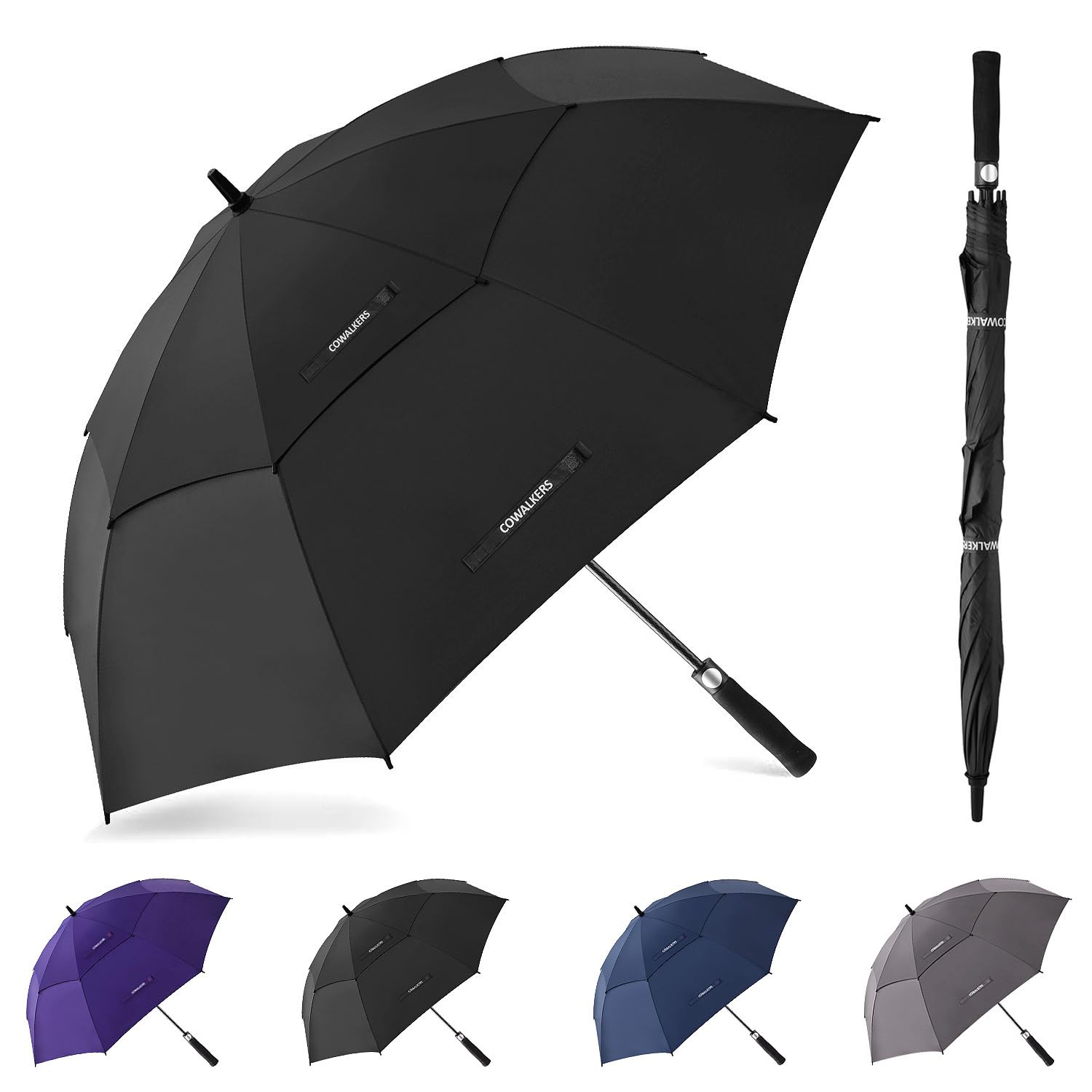 Paraguas de Golf Extra Grandes,Paraguas de Golf Pro-Line de Gran Tamaño con Doble Toldo Ventilado a Prueba de Viento Impermeable para Hombres y Mujeres (Negro)