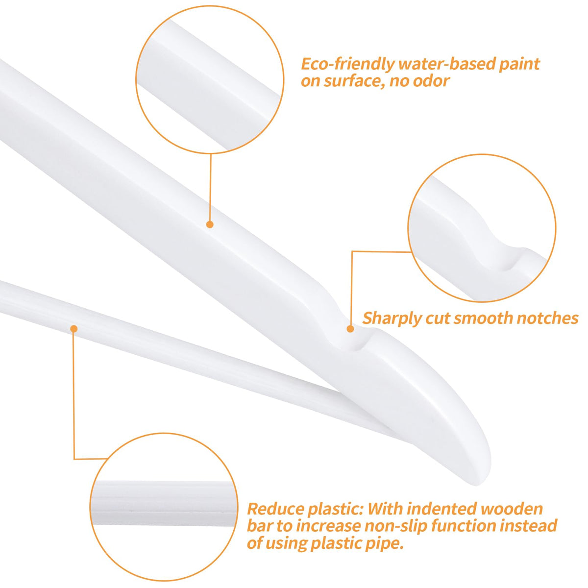 Amazon Basics Ganchos de madera duraderas para ropa, paquete de 20, color blanco