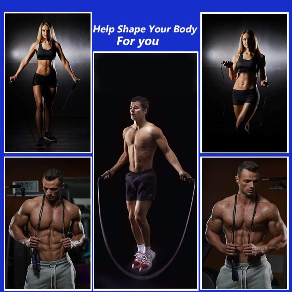 WAYAMY Cuerda para Saltar, Fácil de Ajustar y con Manijas Cómodas,Calidad Premium, Cuerda Ligera y Ajustable Mejor para Mantenerse en Forma, Pérdida de Peso, como Speed  (Azul)