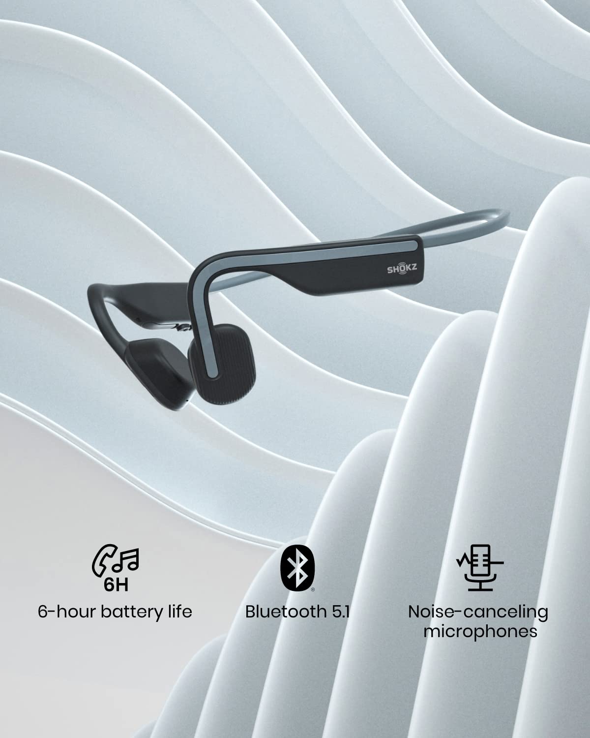SHOKZ OpenMove auriculares conducción ósea,Open-Ear auriculares deportivos inalámbricos con Bluetooth y micrófono,auriculares resistencia al agua IP55 para correr y ejercicio,6h Duración Batería, Gris