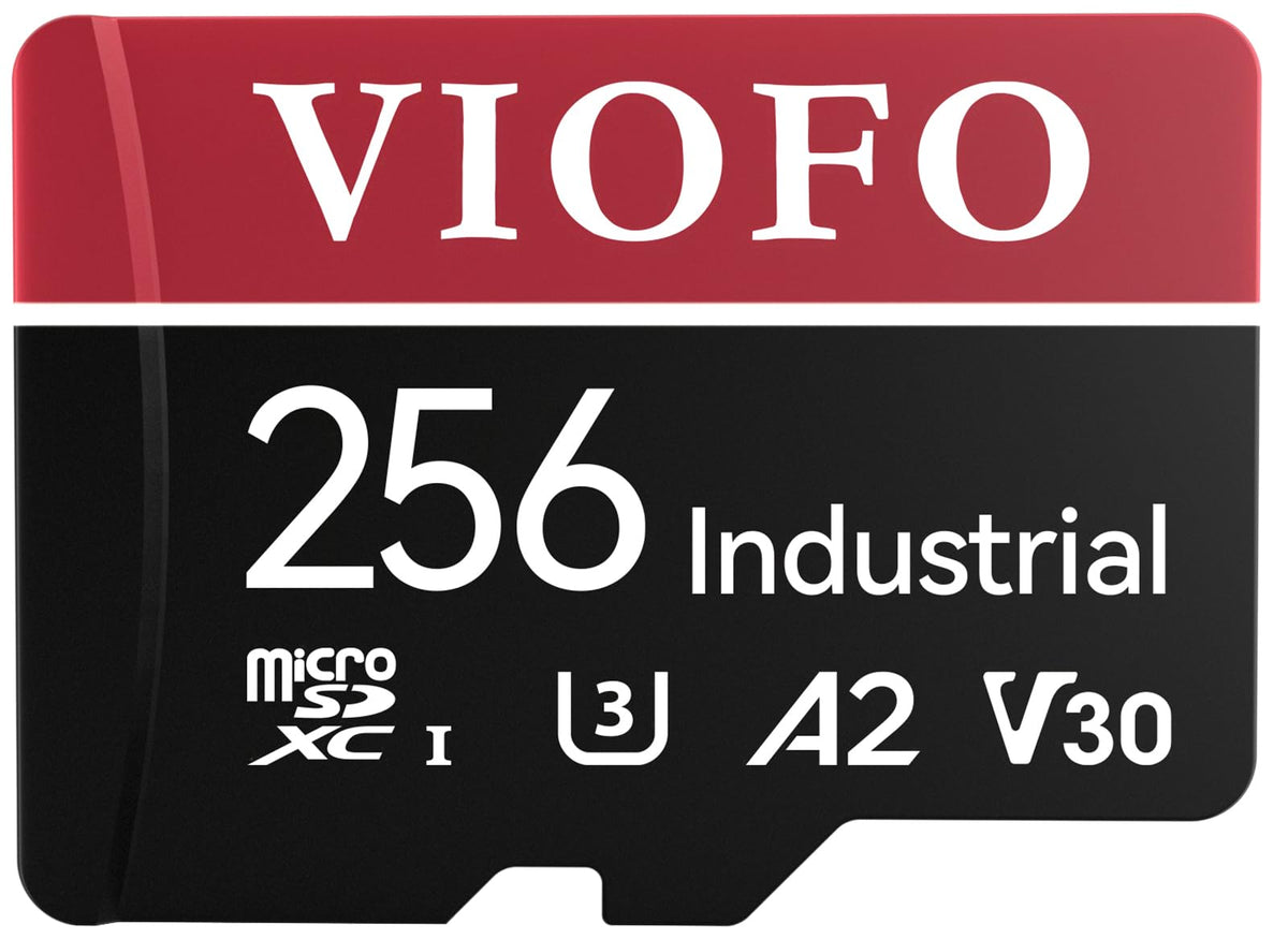 VIOFO Tarjeta microSDXC de alta resistencia de grado industrial de 256 GB para Dash Cam y cámara de seguridad, U3 A2 V30, hasta 100 MB/s, 4K UHD y grabación en bucle continuo, resistente a altas