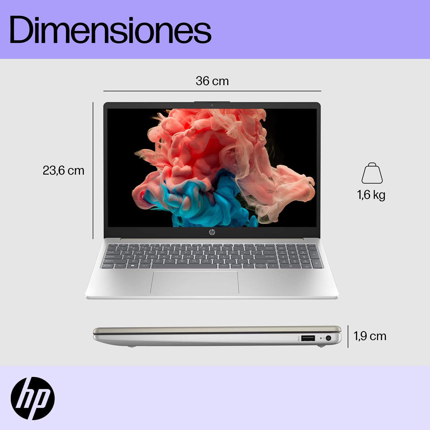 HP Laptop 15-fd0045la, Intel Core i5, 8 GB, 512 GB SSD, 15.6", FHD, Windows 11 Home, Teclado en Español, Garantía México, Oro y Plata