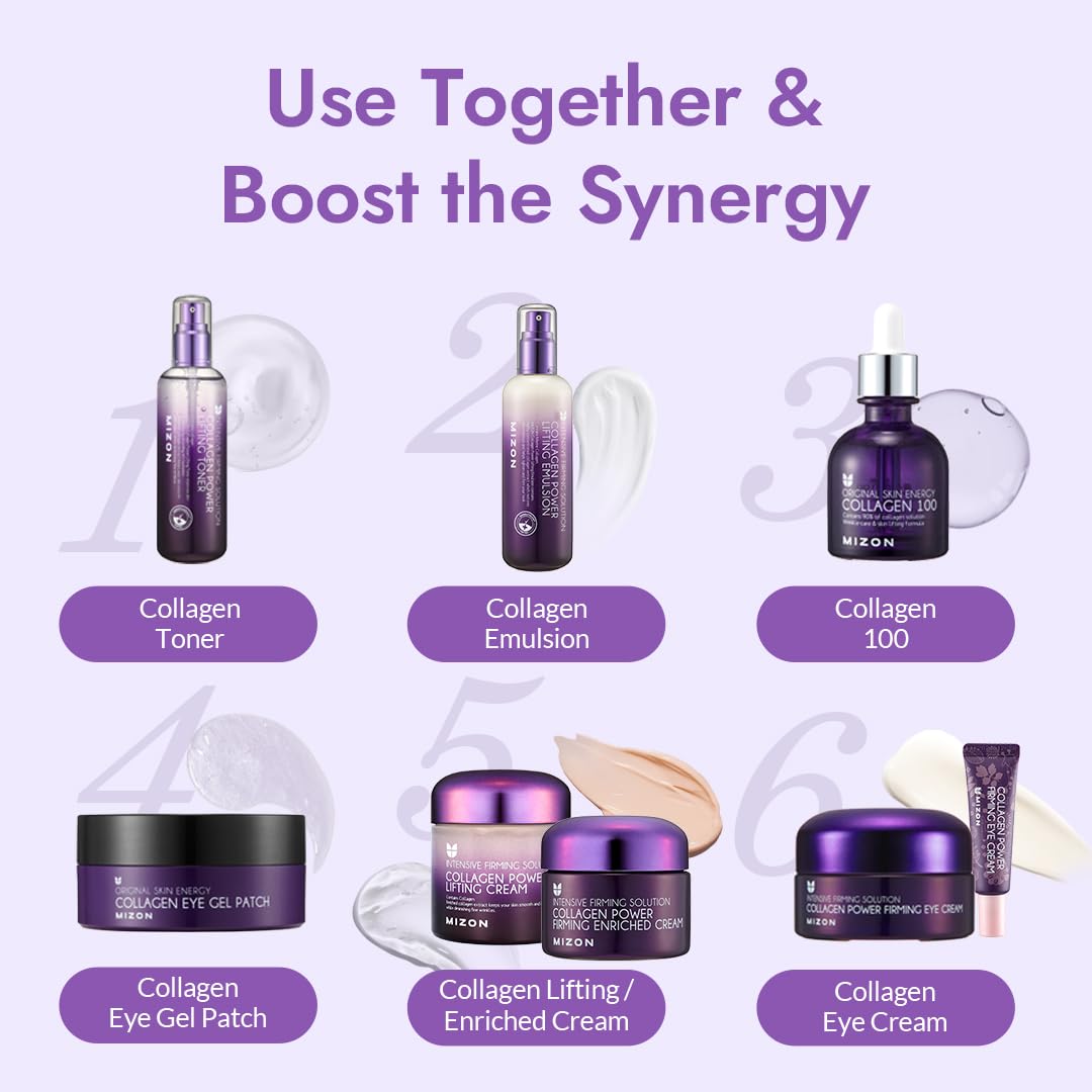 MIZON Suero Facial con Colágeno 30 ml - Serum Antiedad e Hidratante Coreano - Skincare Coreano con Acido Hialuronico para Piel Firme y Suave - Sérum Facial Original Skin Energy Collagen 100