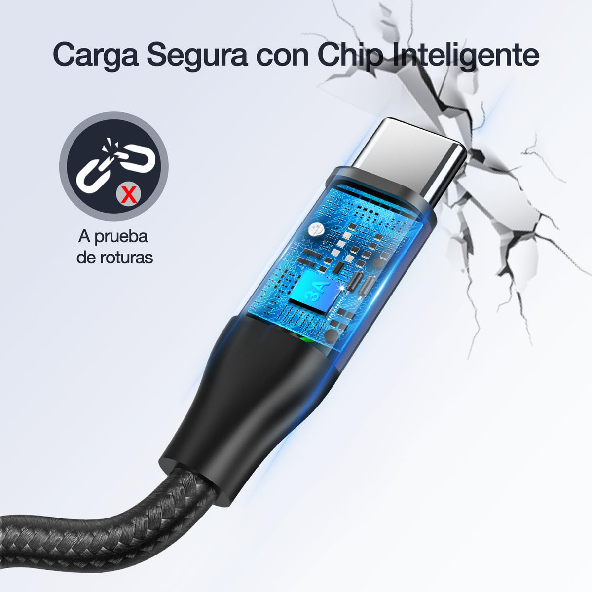 1 Hora 2 Paquete Cable Tipo C Carga Rapida 2M, 3A 60W Cable USB C, Nylon Trenzado, Cable Tipo C a USB C Compatible con iP15, Samsung Galaxy S24 S23 S22, iPad Pro 2021, Airpods, Macbook Air