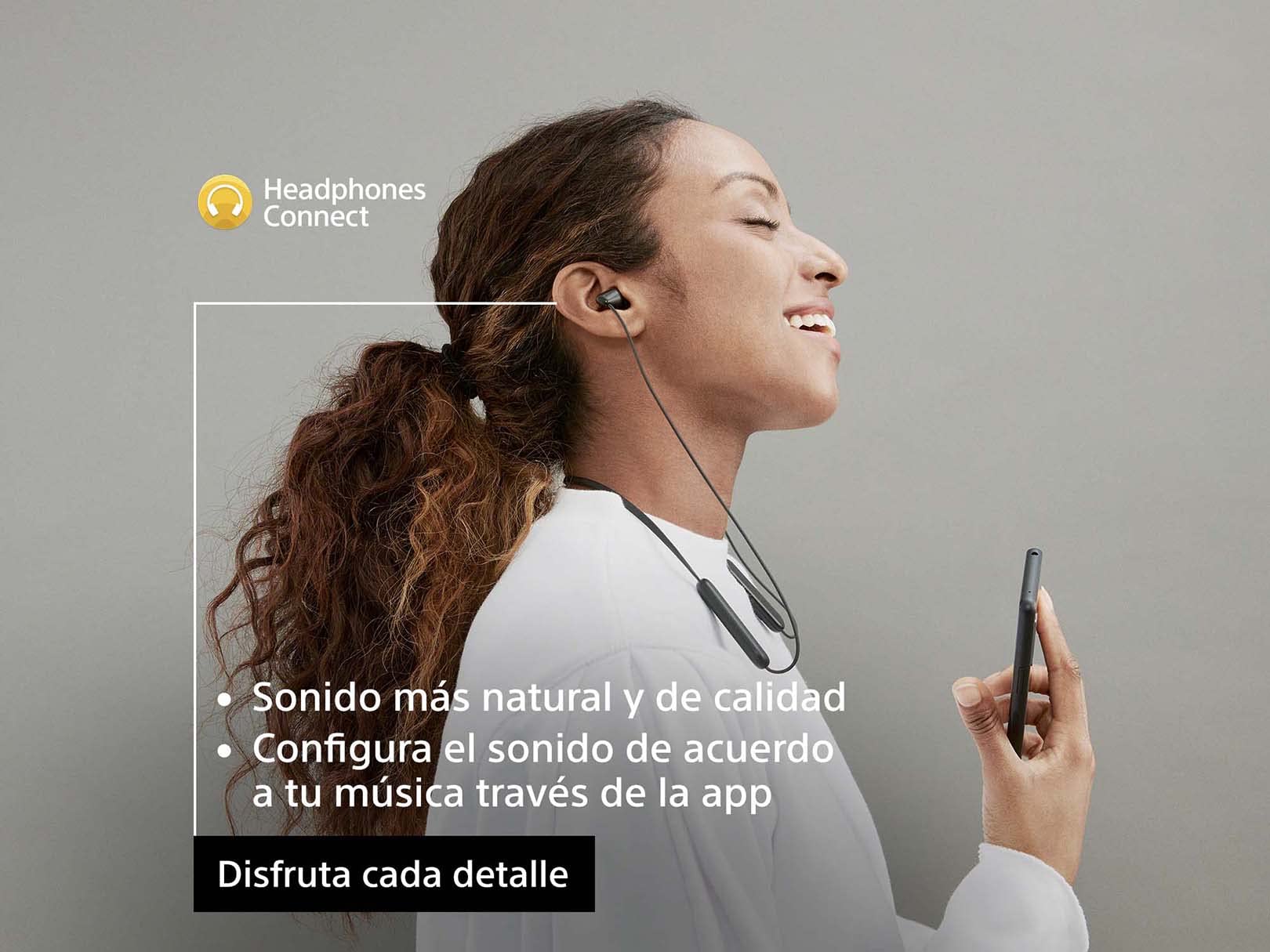 Sony WI-C100 - Audífonos inalámbricos intraauriculares con Banda para el Cuello y micrófono para Llamadas con Manos Libres, Negro, WIC100/B (Versión Nacional)