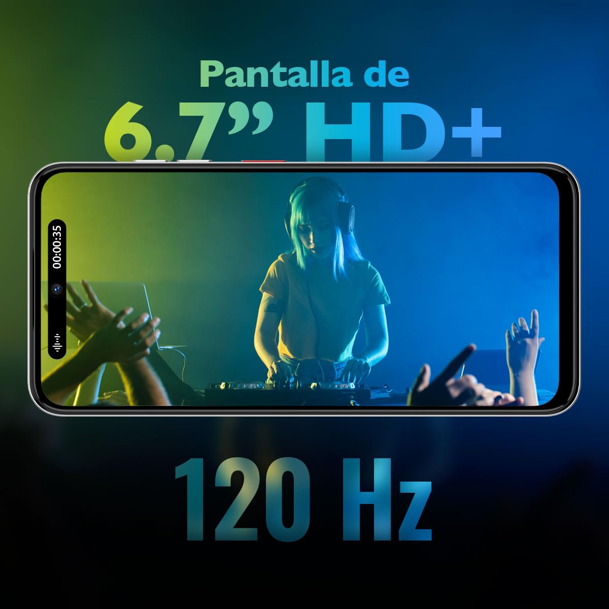 nubia Celular Music 2, 6.7” 120Hz, Triple bocina Sonido Estéreo 600%+, Cámara 50MP y 256GB+8GB RAM (4GB + 4GB Dinámica), Batería 5000mAh, Multicolor