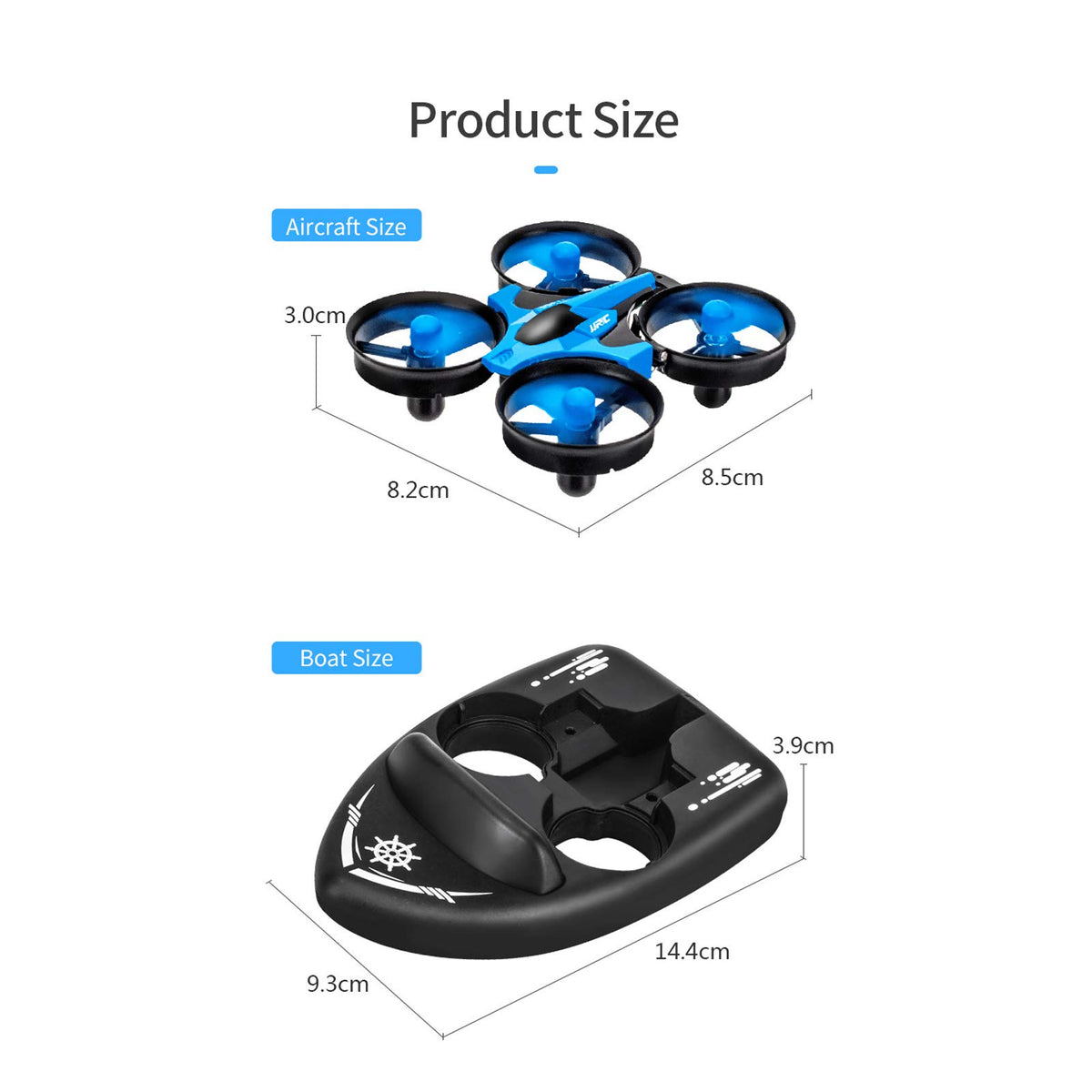 GOTOTOP - 3 en 1 RC Drone Mini RC Drone Juguete Flip Modo sin cabeza Tierra Agua Barco Eléctrico Control Remoto Niños Juguete
