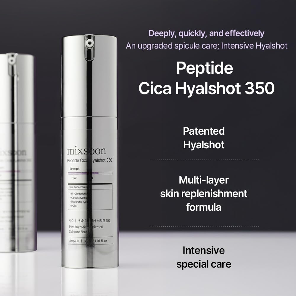MIXSOON Peptide Cica Hyalshot 350 - 30 ml - Serum Facial Coreano con Péptidos, Centella Asiática, Ácido Hialurónico y PDRN, Skincare Coreano