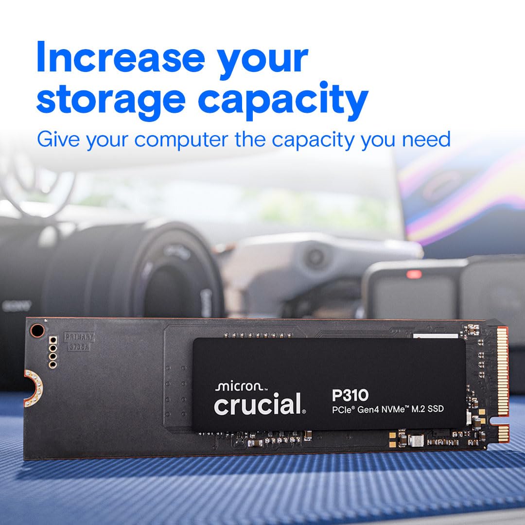 Crucial P310 SSD 2TB PCIe Gen4 NVMe M.2 2280, hasta 7100 MB/s, Compatible con portátiles y PC de sobremesa, Disco Duro Interno - CT2000P310SSD801