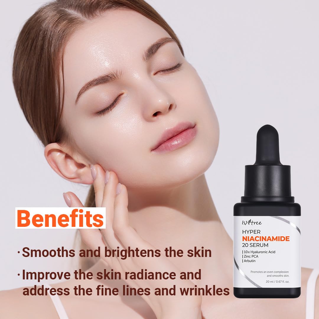 ISNTREE Hyper Niacinamide 20 Serum 20ml | 10x Hyaluronic Acid | Helps Minimize Pores | Evens Skin Tone | Korean Skincare
