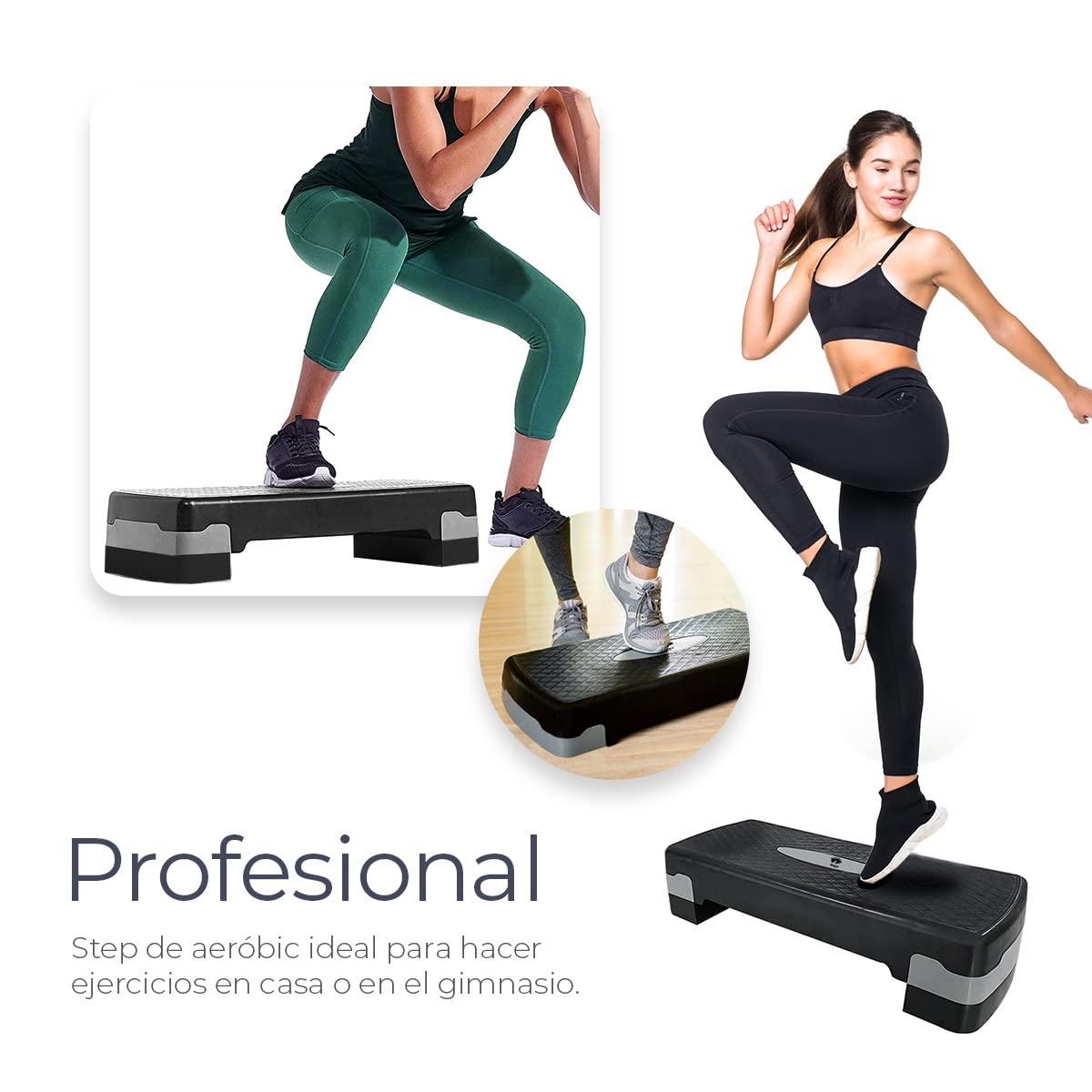 Raganet, Banco de Aerobics, Step Ajustable a 2 Alturas (10 y 15 Cm), Superficie Antideslizante, Plástico Reforzado