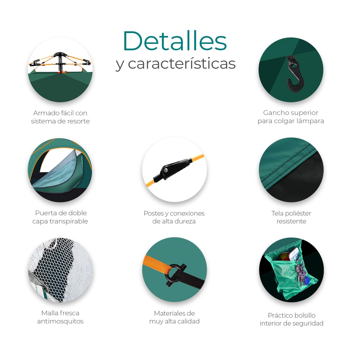 Raganet, Casa de Campaña para 3/4 Personas, Carpa Plegable de 2 Entradas, Tienda de Camping de 180cm X 140cm, Material Impermeable, Armado Sencillo, Bolsa de Almacenamiento