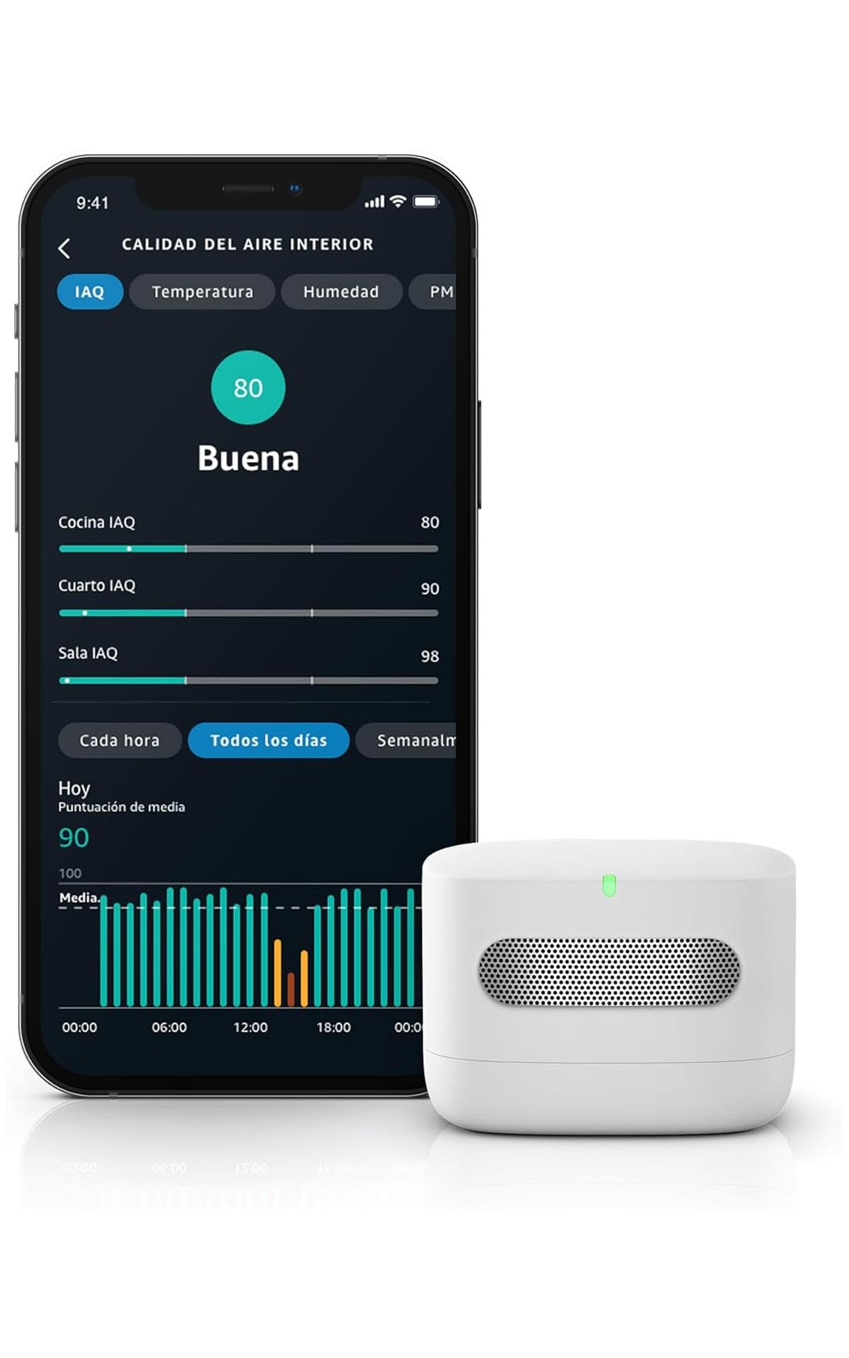 Amazon Monitor de Calidad de Aire, Conoce tu aire, compatible con Alexa
