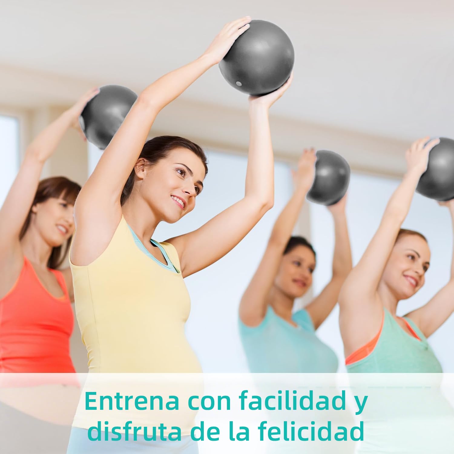 NEWKIBOU Pelota de Pilates (Fitball Anti-Burst) 25cm, 55cm, 65cm, 75cm - Pelota de Ejercicio para Yoga, Embarazo, Abdominales y Ejercicios Básicos - Incluye Bomba de Aire (Negro, 25CM)