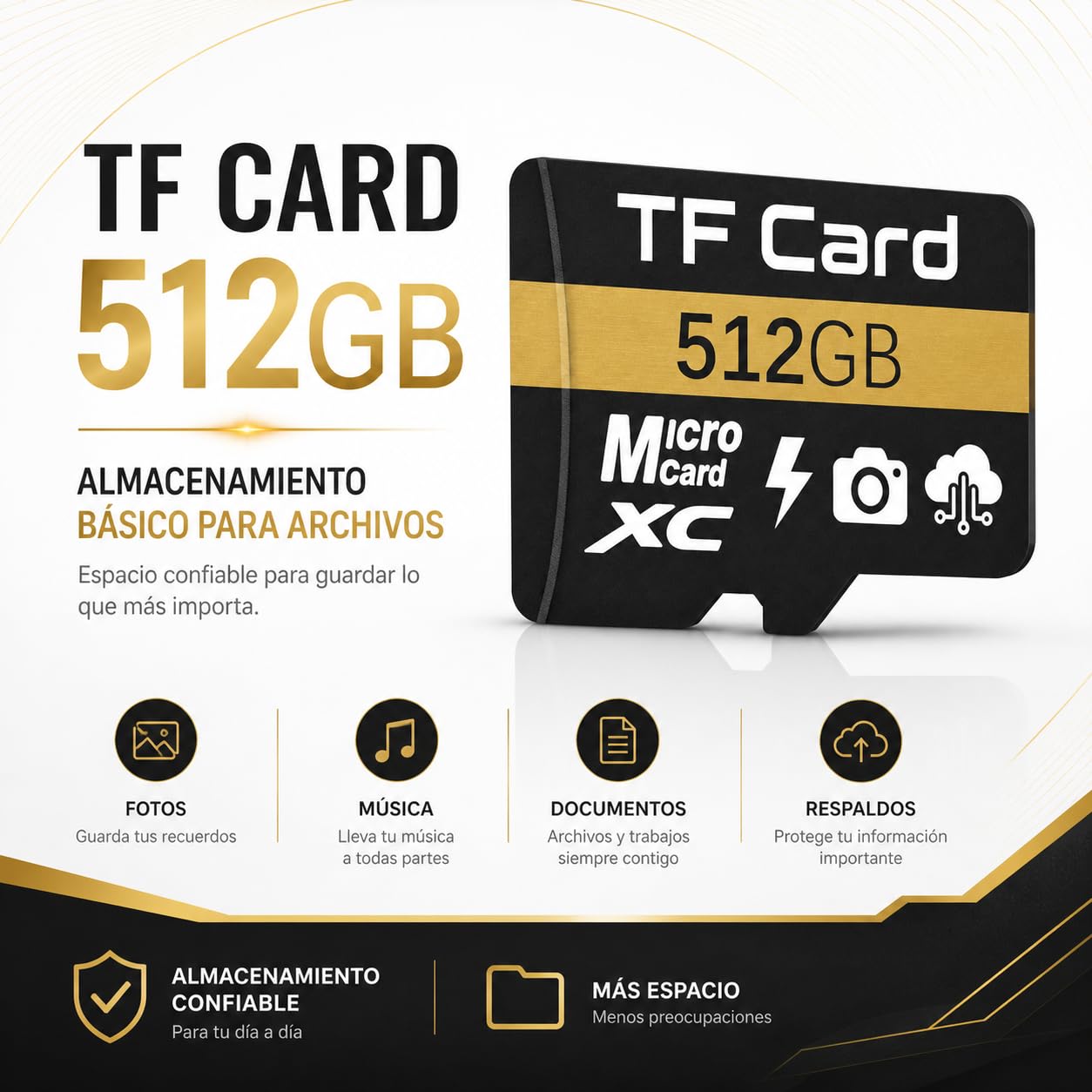 Genérico TF Card 512GB, Almacenamiento Básico para Fotos, Música y Documentos, Compatible con Celulares Android y Tablets