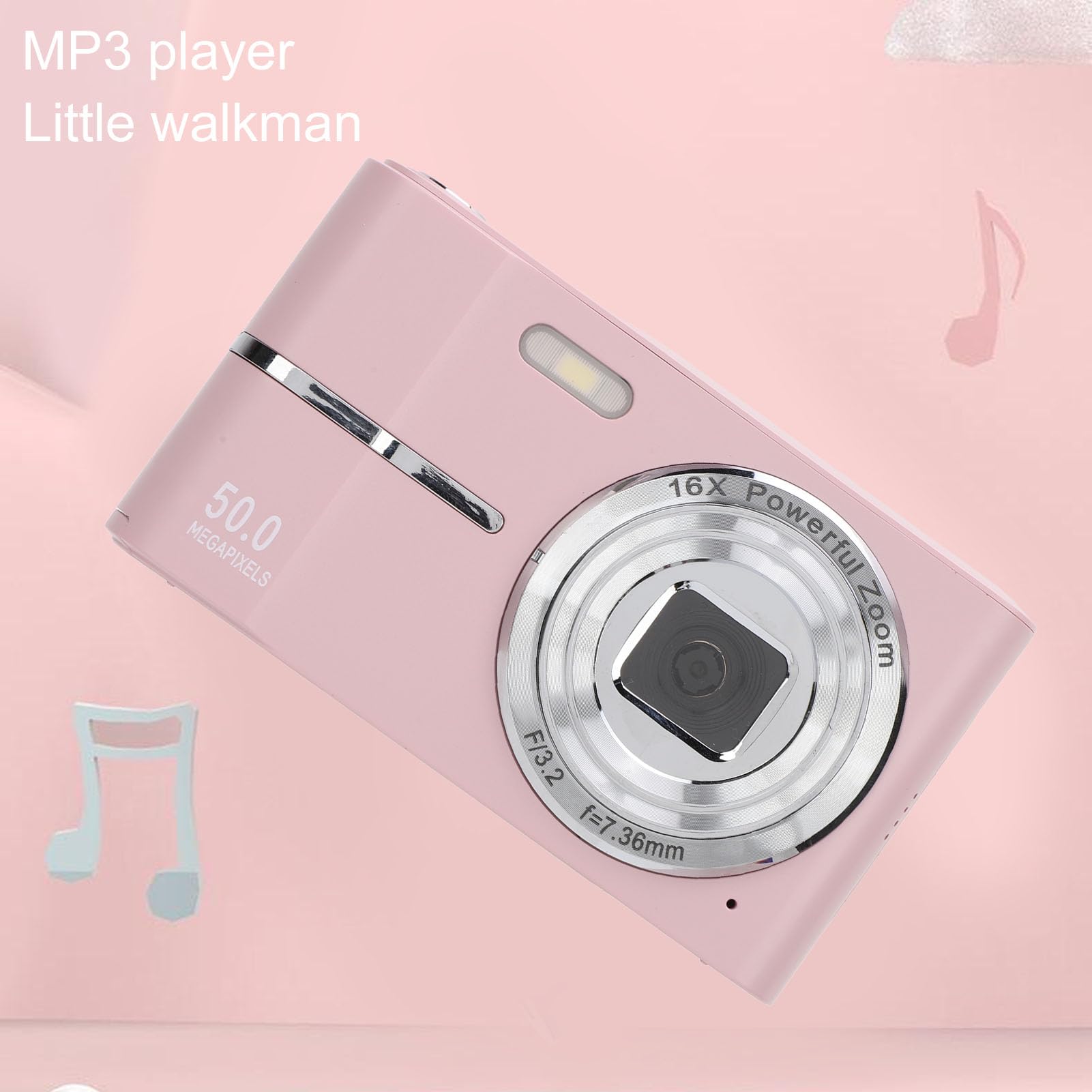 Yunseity Cámara FHD 1080P, Pequeña Cámara Digital de Bolsillo con Enfoque Automático y Zoom 16X para Viajes (Pink)