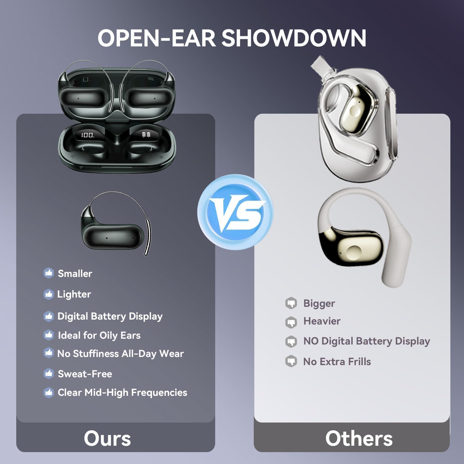 Xmenha - Auriculares de oído abierto inalámbricos, Bluetooth, auriculares de conducción de aire óseo, con ganchos para correr