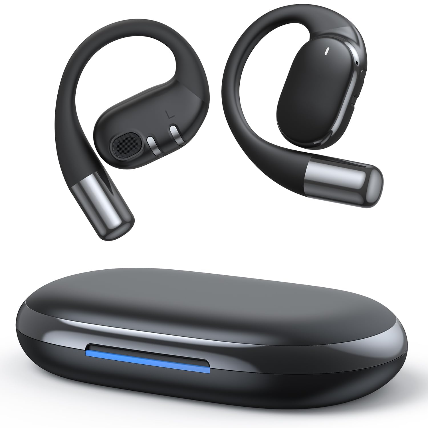 Wattne Audífonos de Oído Abierto Bluetooth 5.4 Open Ear Auriculares Inalámbricos Controladores de 12 mm Micrófono Dual de Ruido ENC Sonido Estéreo 40 Horas