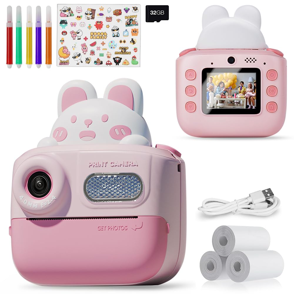 Vantisan Cámara para niños con Impresión Instantánea de 48 MP y 1080P, Camara Instanea con tarjeta SD de 32 GB, Papel de impresión, Cámara digital de selfies y video, regalos para niños de 3 a 12 años