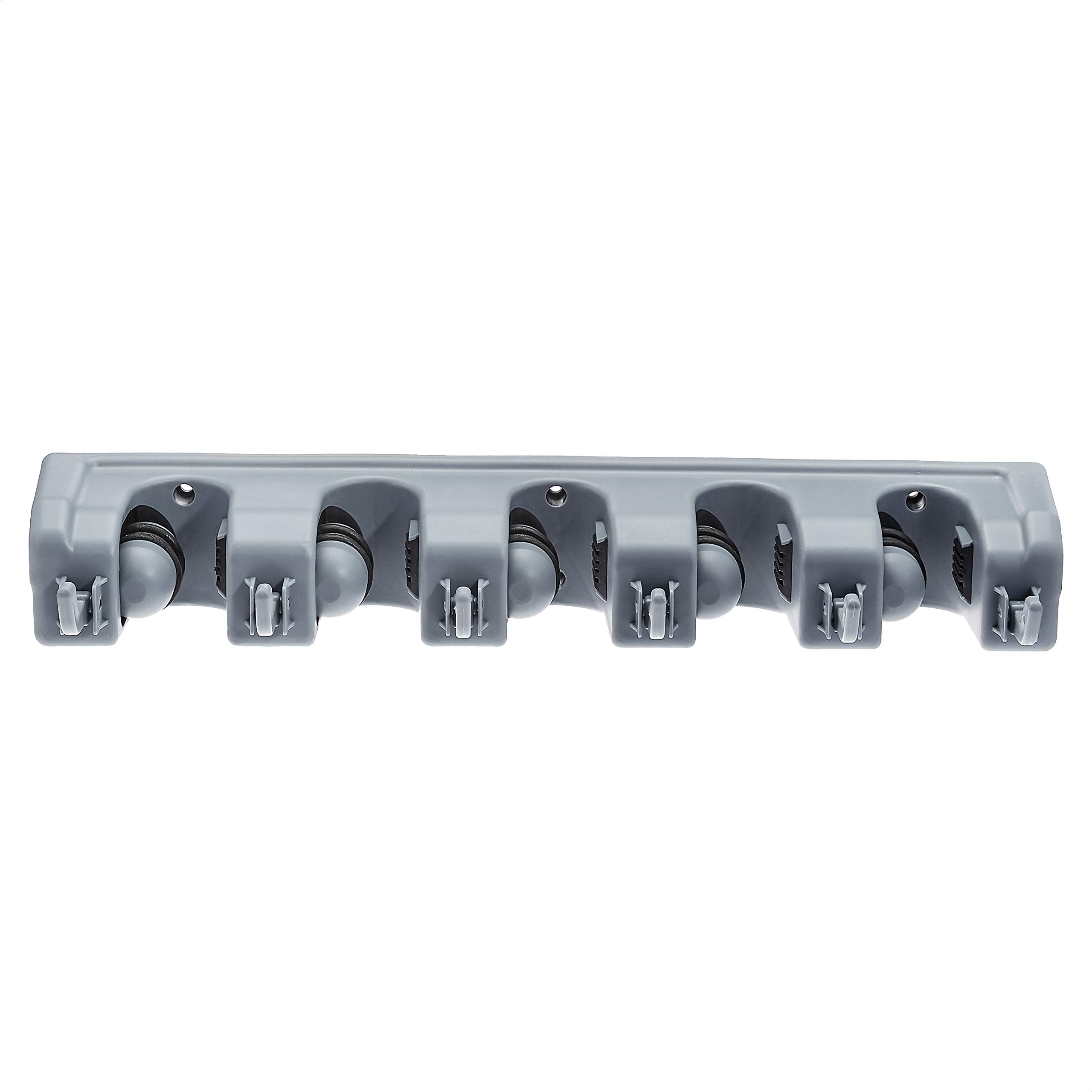 Amazon Basics Organizador de pared rectangular para herramientas, mopa y escoba con ganchos y ranuras, para el hogar, garaje, jardín, lavandería o cocina, gris, 43 x 8.5 x 6 cm