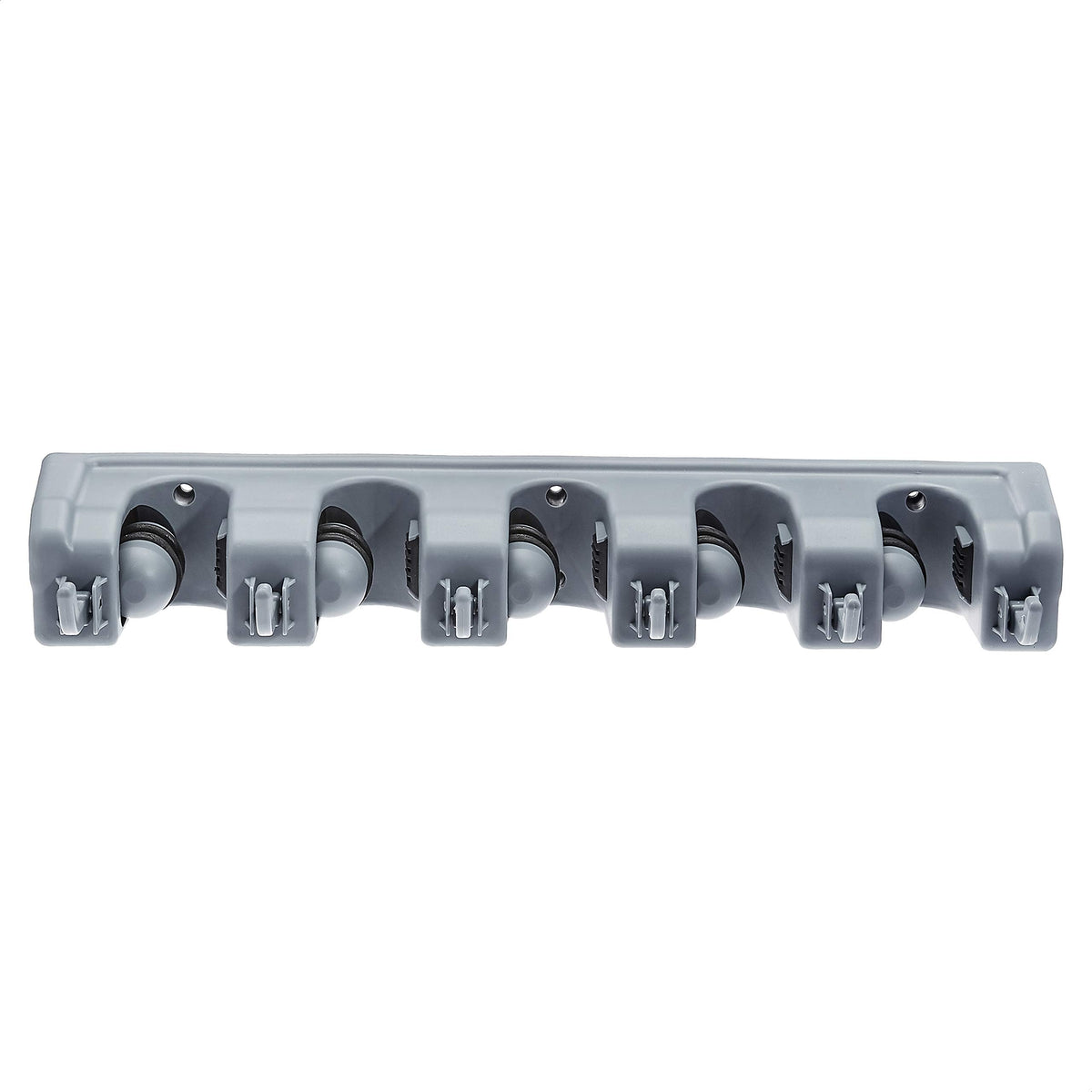 Amazon Basics Organizador de pared rectangular para herramientas, mopa y escoba con ganchos y ranuras, para el hogar, garaje, jardín, lavandería o cocina, gris, 43 x 8.5 x 6 cm