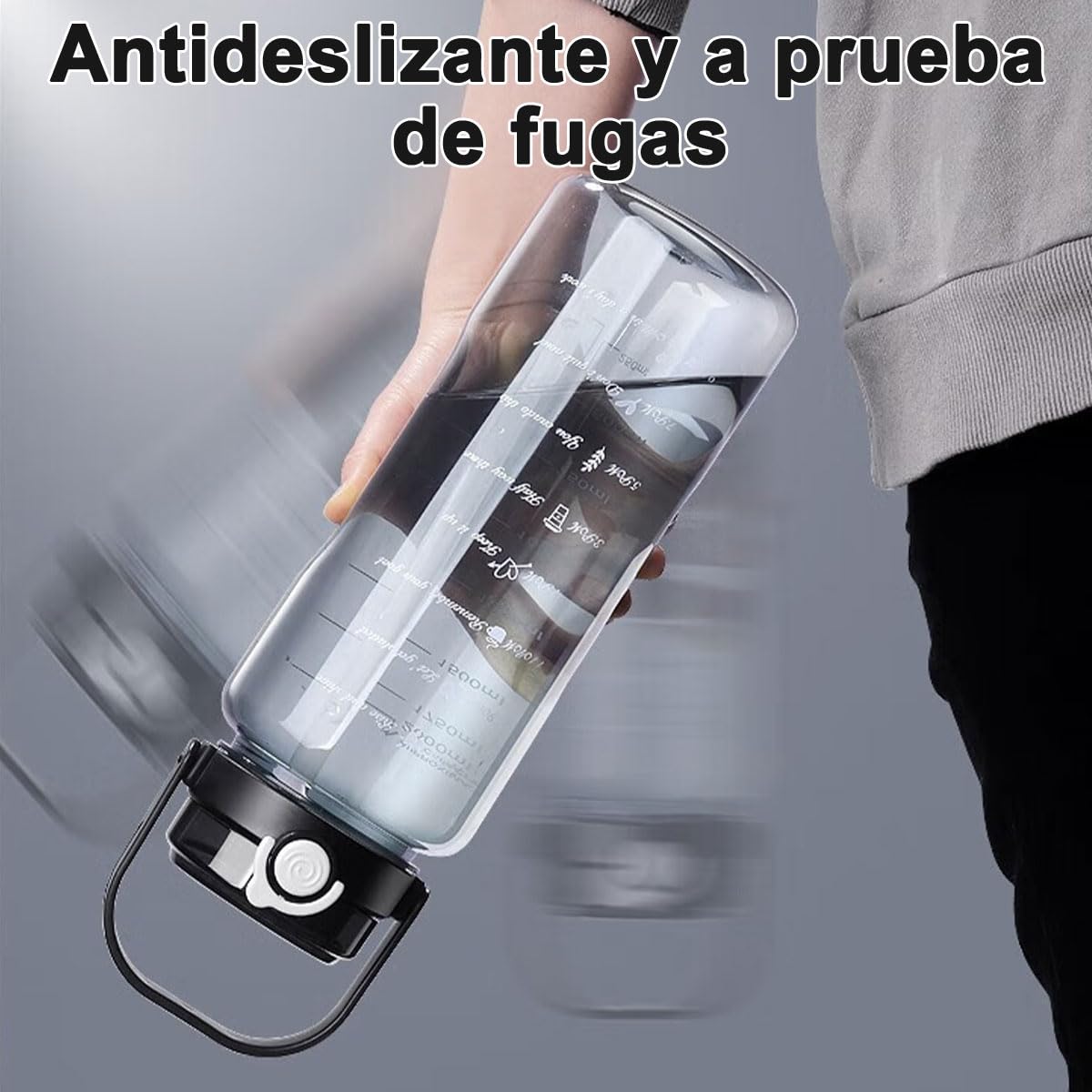 Botella de Agua Deportiva 2L con Pajita Sin BPA Antifugas