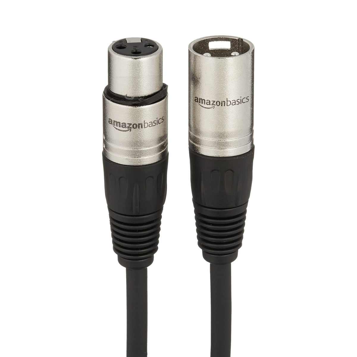 Amazon Basics - Cable de micrófono equilibrado XLR estándar macho a hembra, duradero y flexible, cancelación de ruido, 50 pies, negro