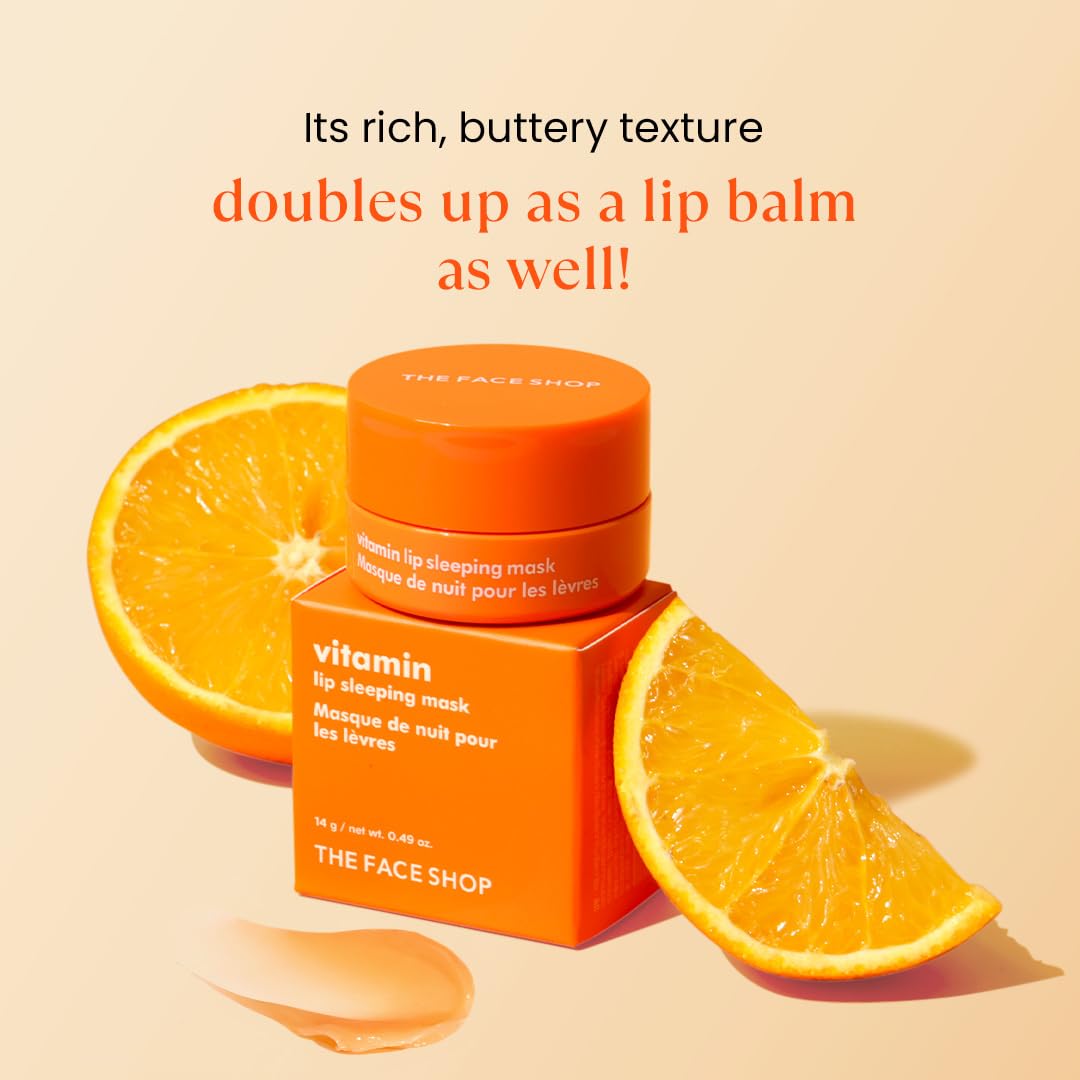The Face Shop - Mascarilla nocturna de labios con vitamina C - Tratamiento hidratante para labios radiantes con efecto glow - K-beauty coreano original para suavidad intensa
