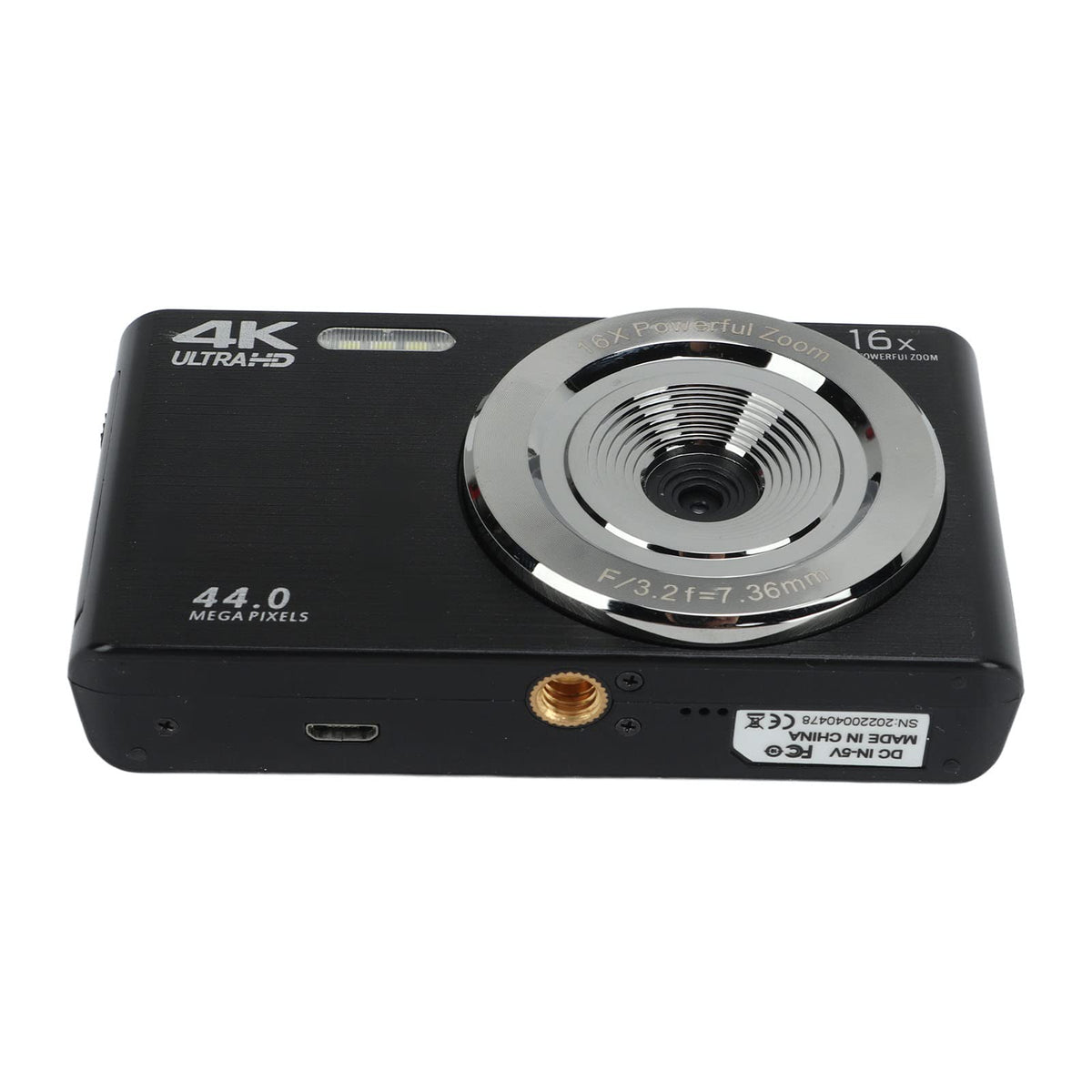 Cámara Digital, Cámara de Vídeo FHD 4K con Zoom Digital de 16X, Cámara de Vídeo de Pantalla de 2,8 Pulgadas de 44MP, Cámara para Niños Principiantes y Adolescentes (Negro)