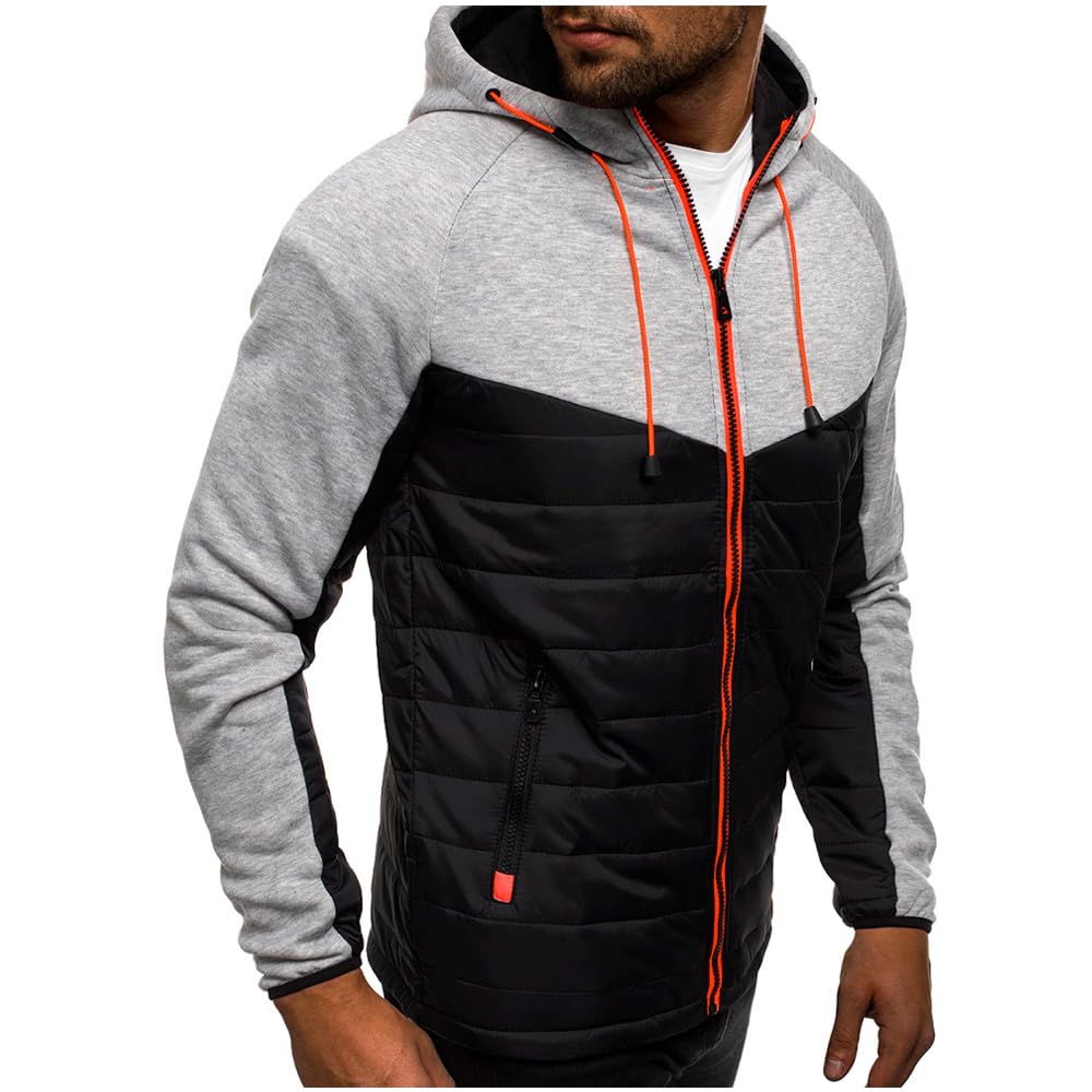 SHVE SHENDY VENDY Sudadera con Capucha para Hombre Casual con Bolsillos Cierre Sudadera Hoodie para Deporte Gris Extra Grande